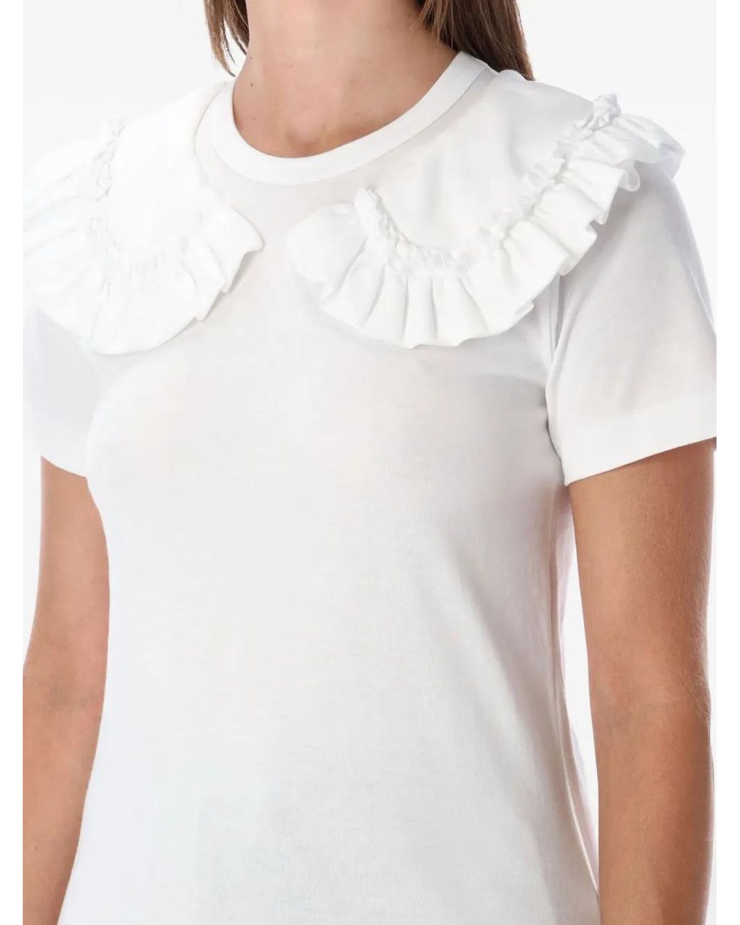 Comme des Garçons White Ruffled Collar Top