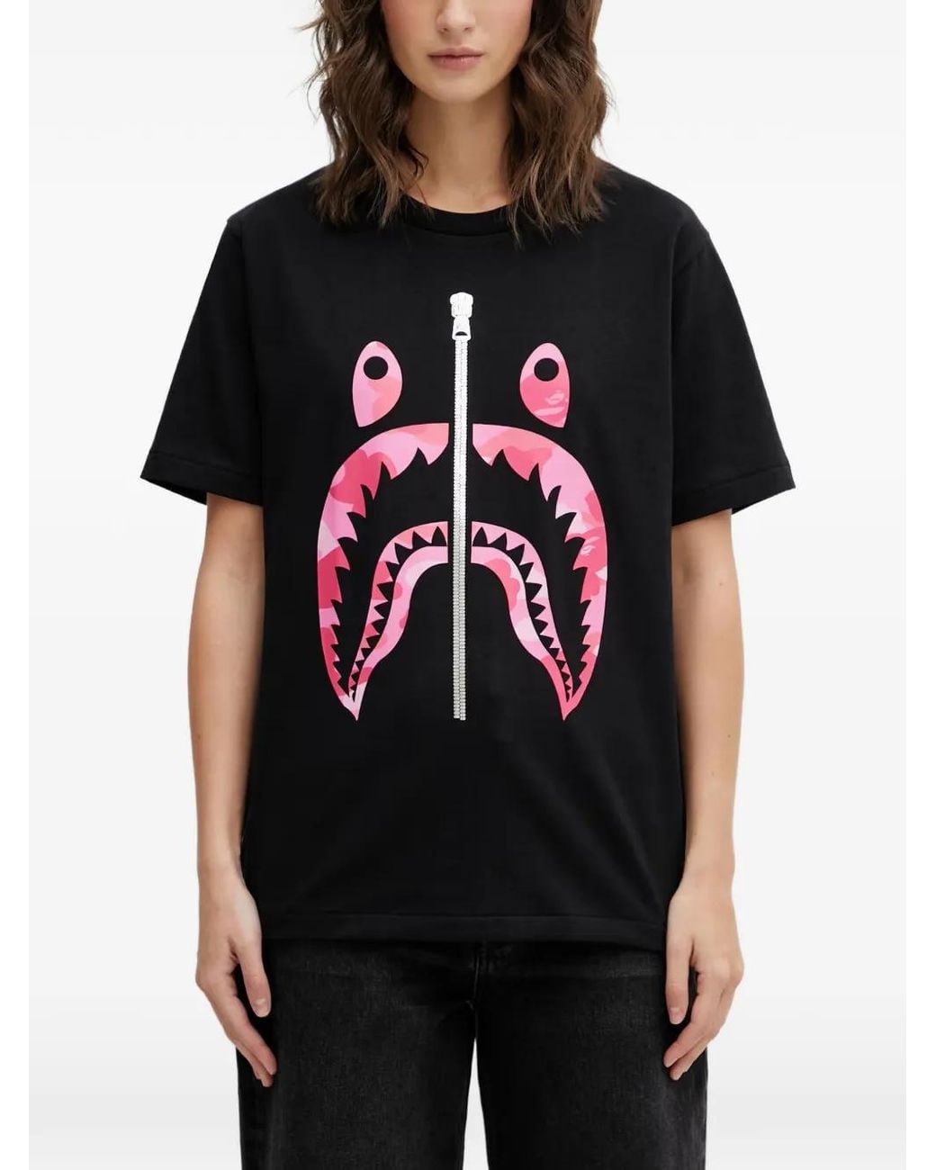 A Bathing Ape Black Shark-Print T-Shirt