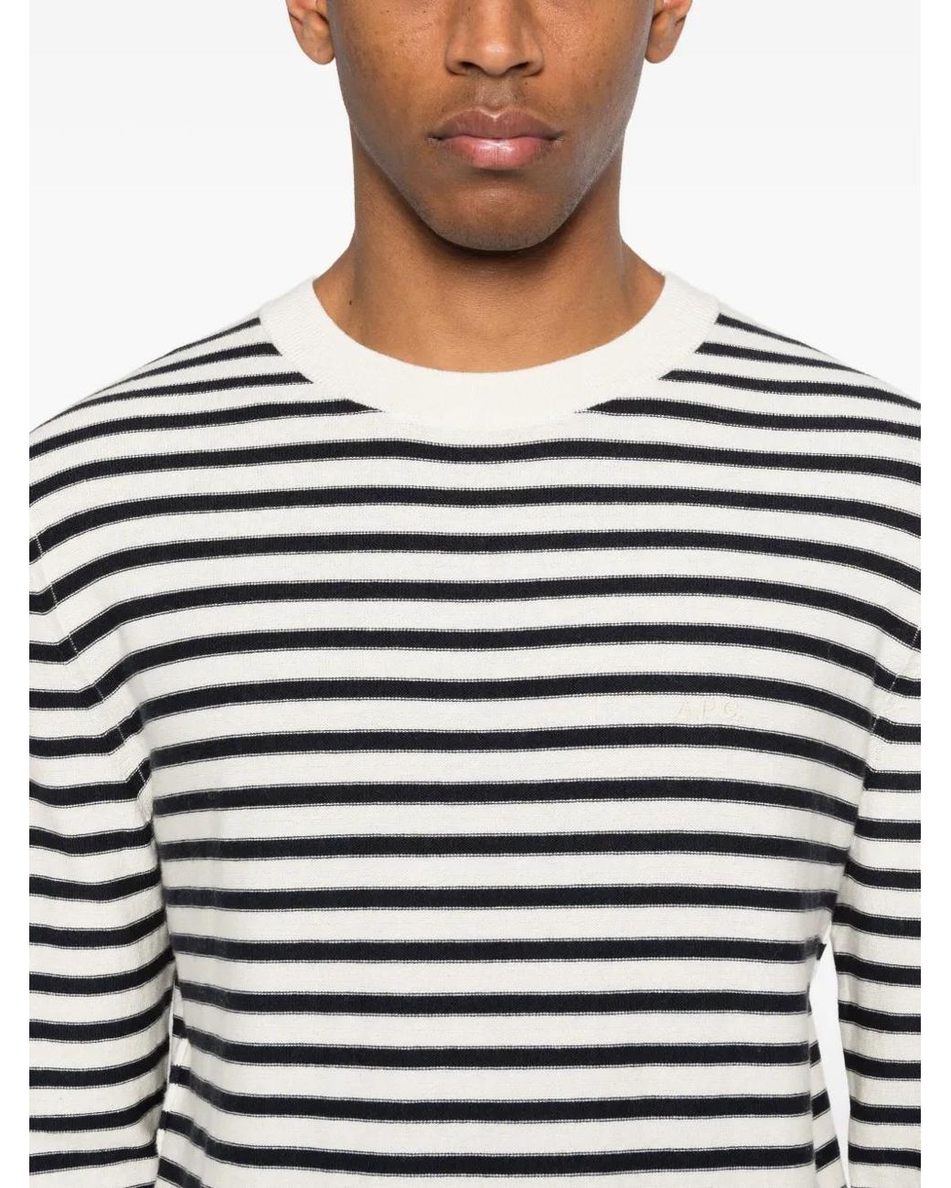 A.P.C. Black Striped Knitted Sweater for men