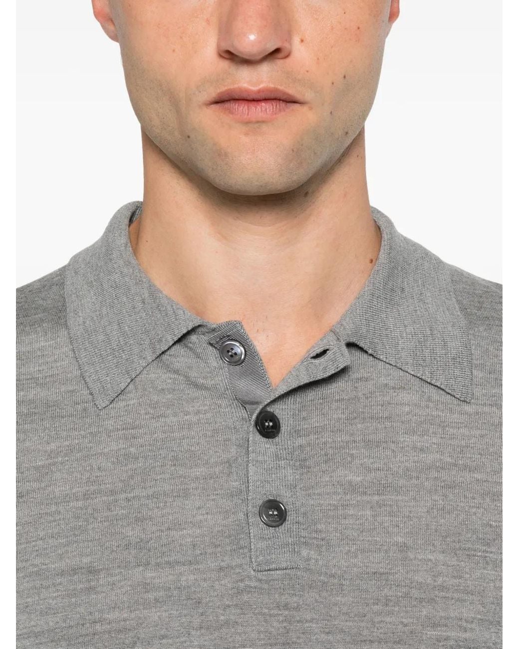 Lanvin Gray Long-Sleeve Polo Shirt for men