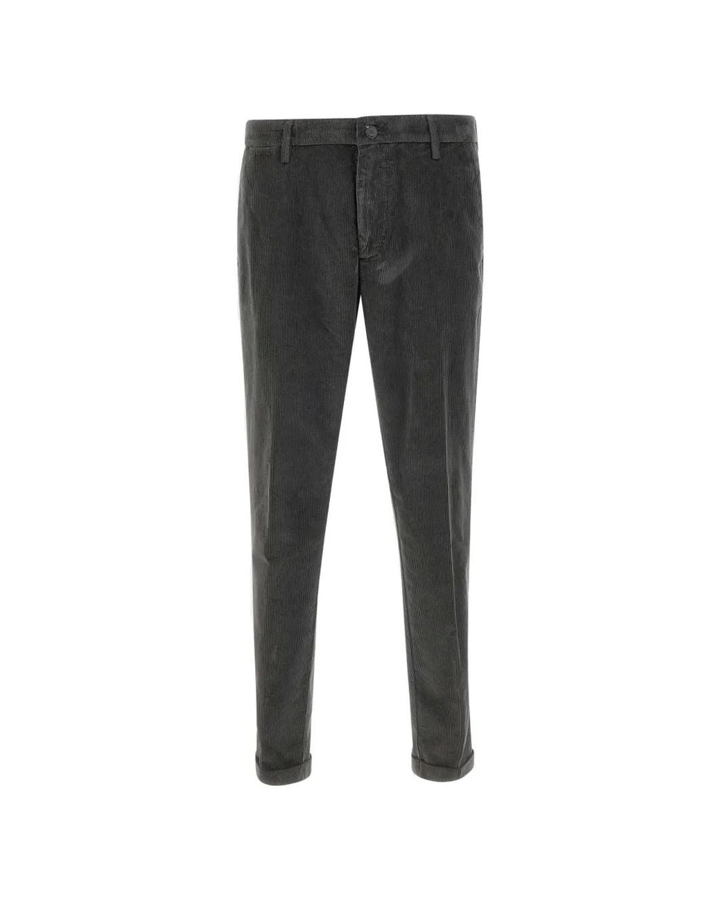 Re-hash Gray Corduroy Turn-Up Hem Trousers for men