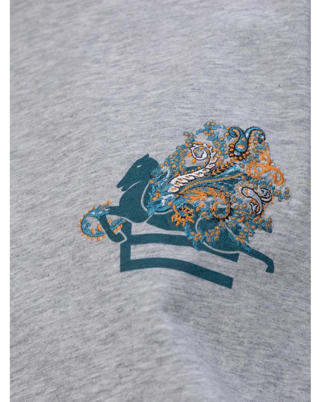 Etro Gray Horse-Print T-Shirt