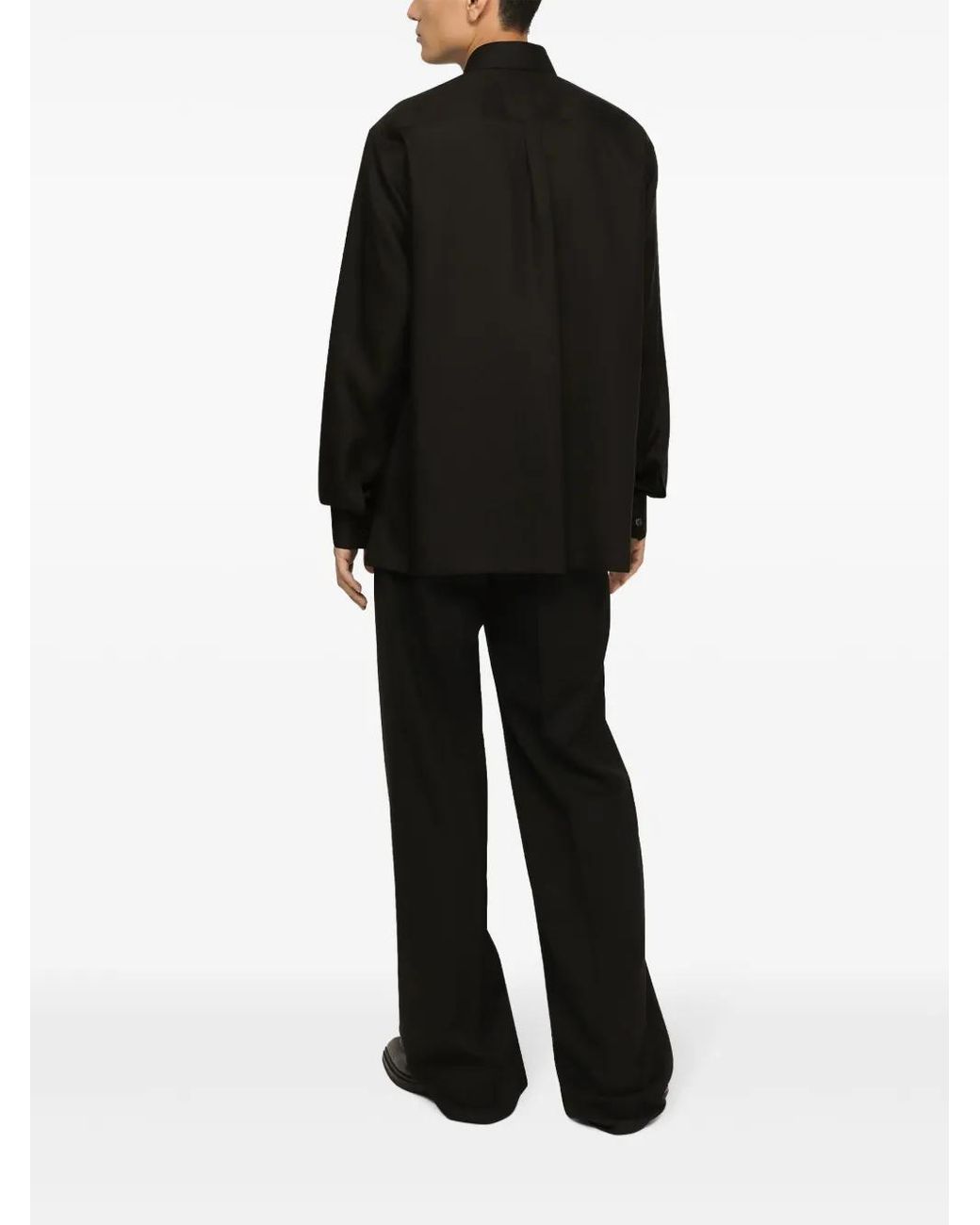 Dolce & Gabbana Black Long-Sleeve Linen Shirt for men