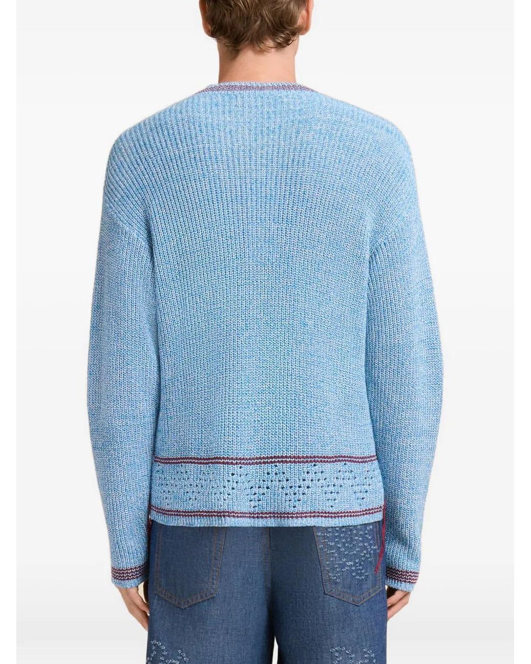 T-Shirt En Coton Mouliné Avec Mending Marni pour homme en coloris Blue