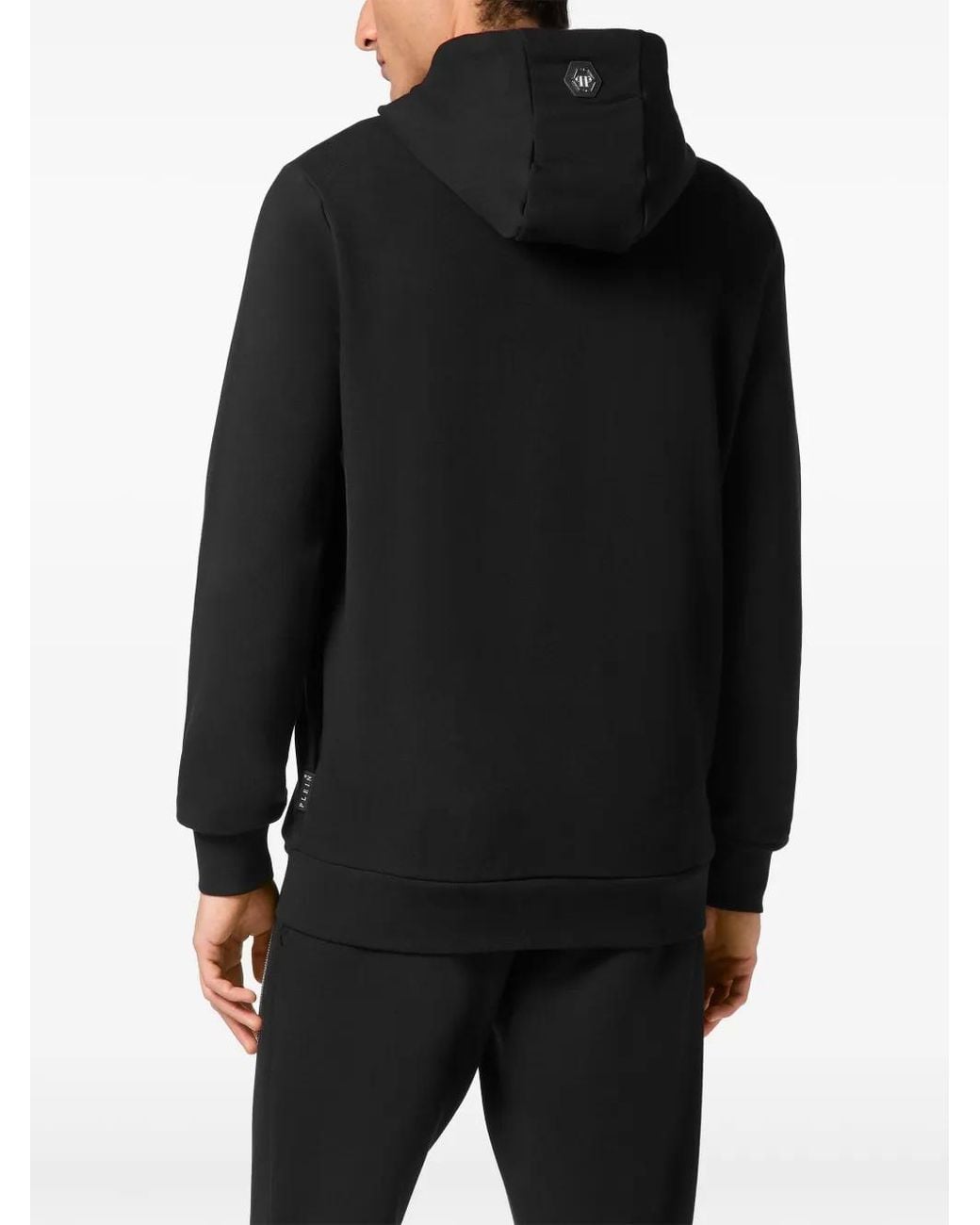 Philipp Plein Black Embroidered Zipped Hoodie for men
