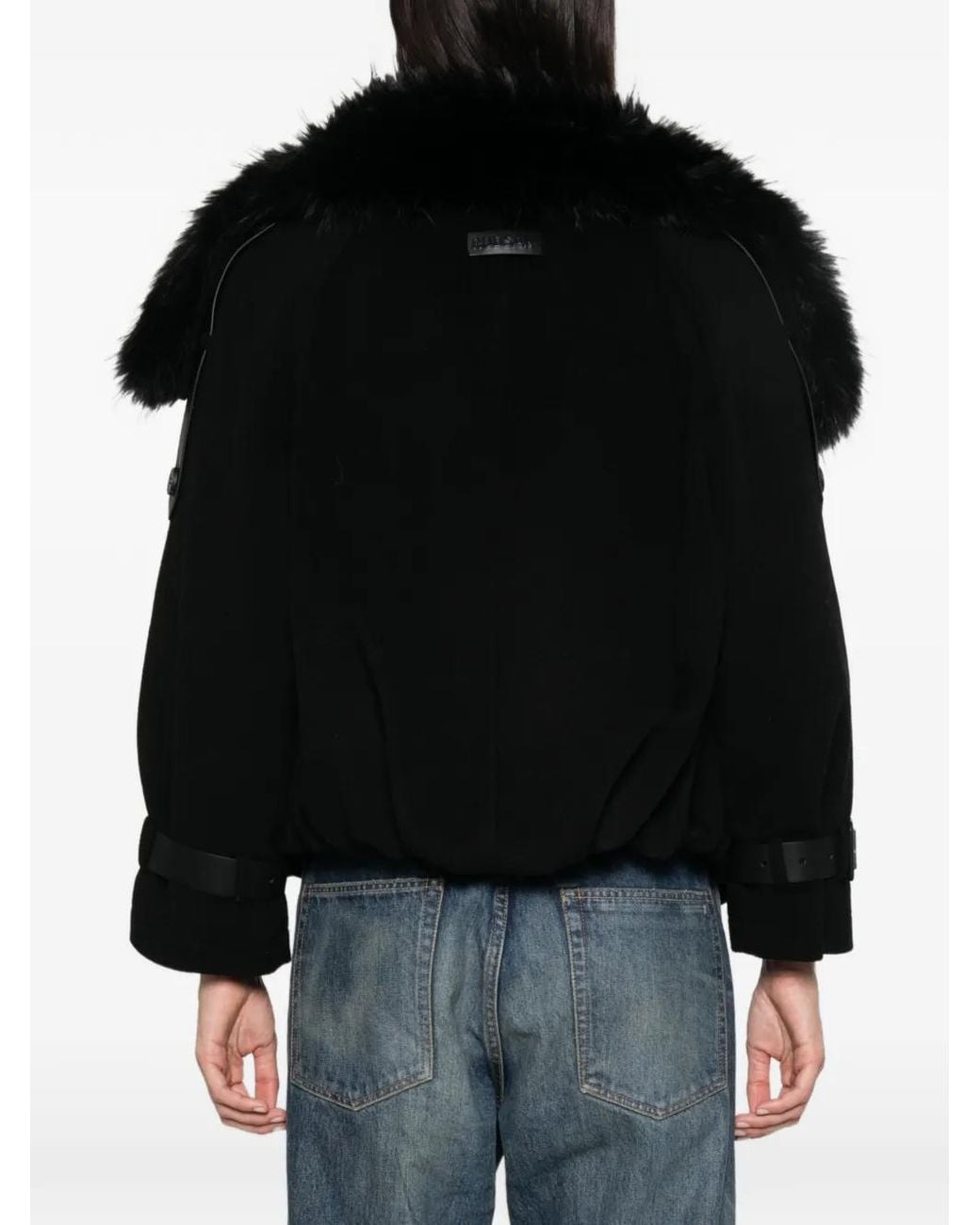 Rudsak Black Faux-Fur Trim Double-Breasted Coat