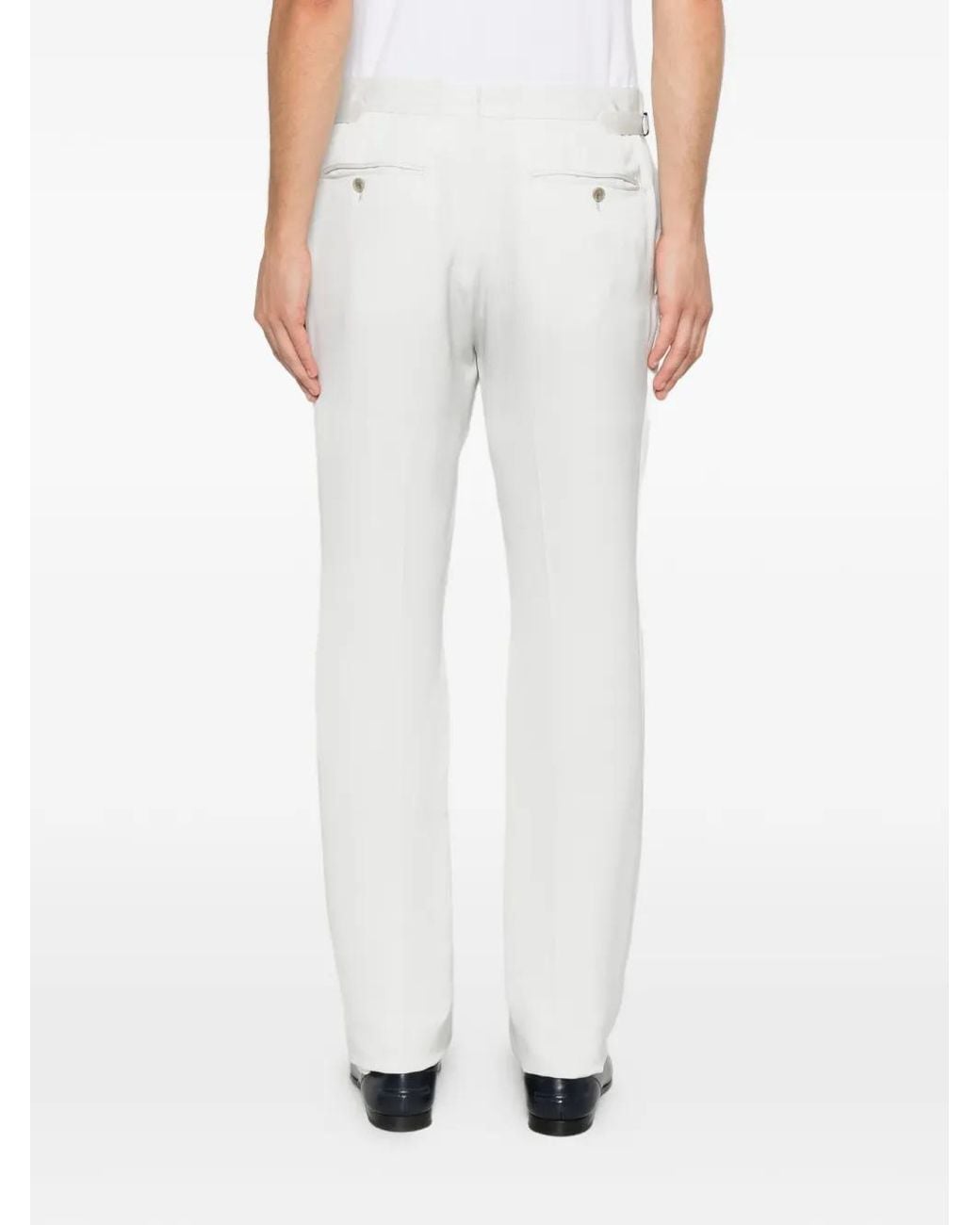 Tom Ford White Side-Adjuster Pressed-Crease Trousers for men
