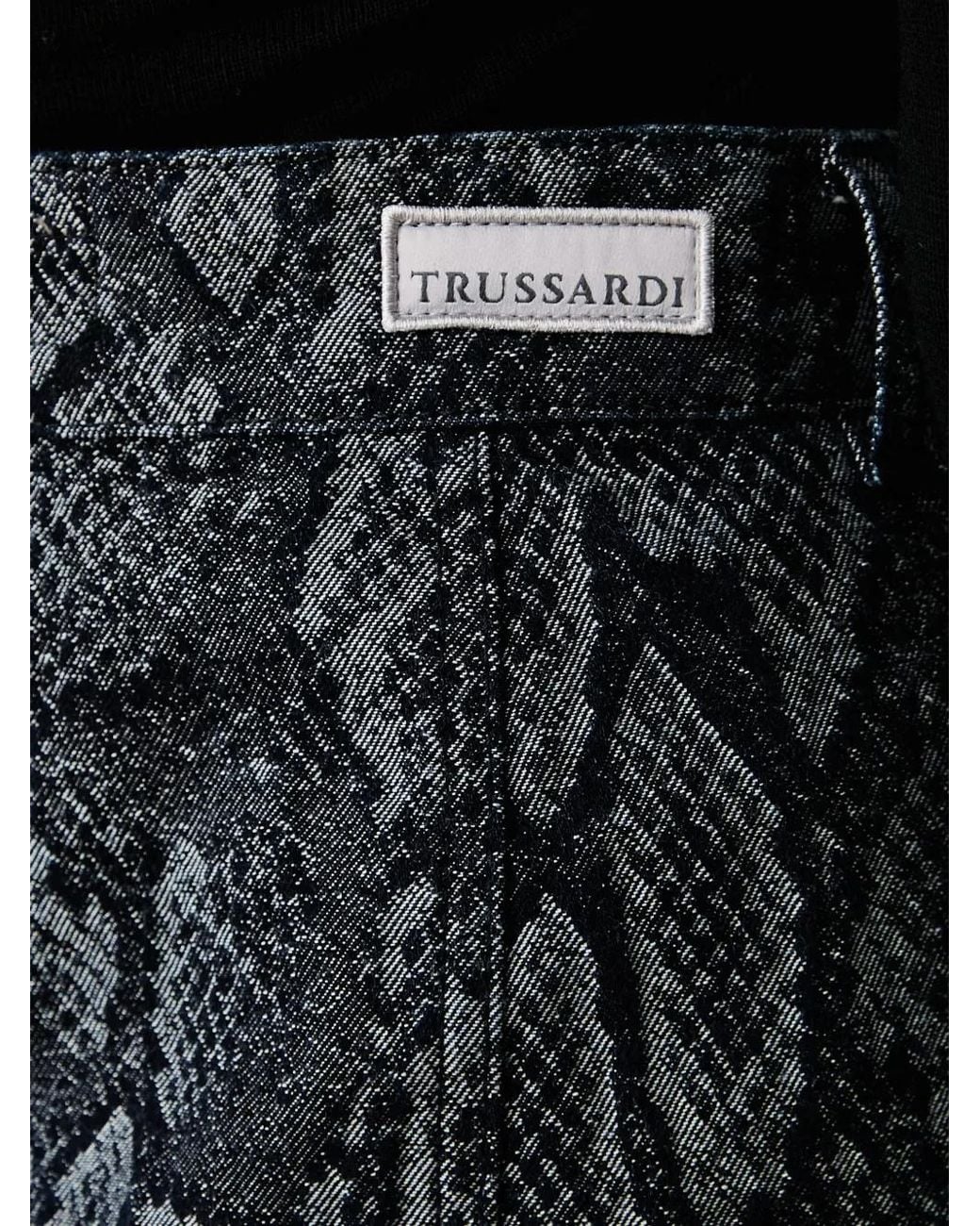 Trussardi Black Minijupe À Effet Peau De Serpent Et Boutons Sur Le Devant