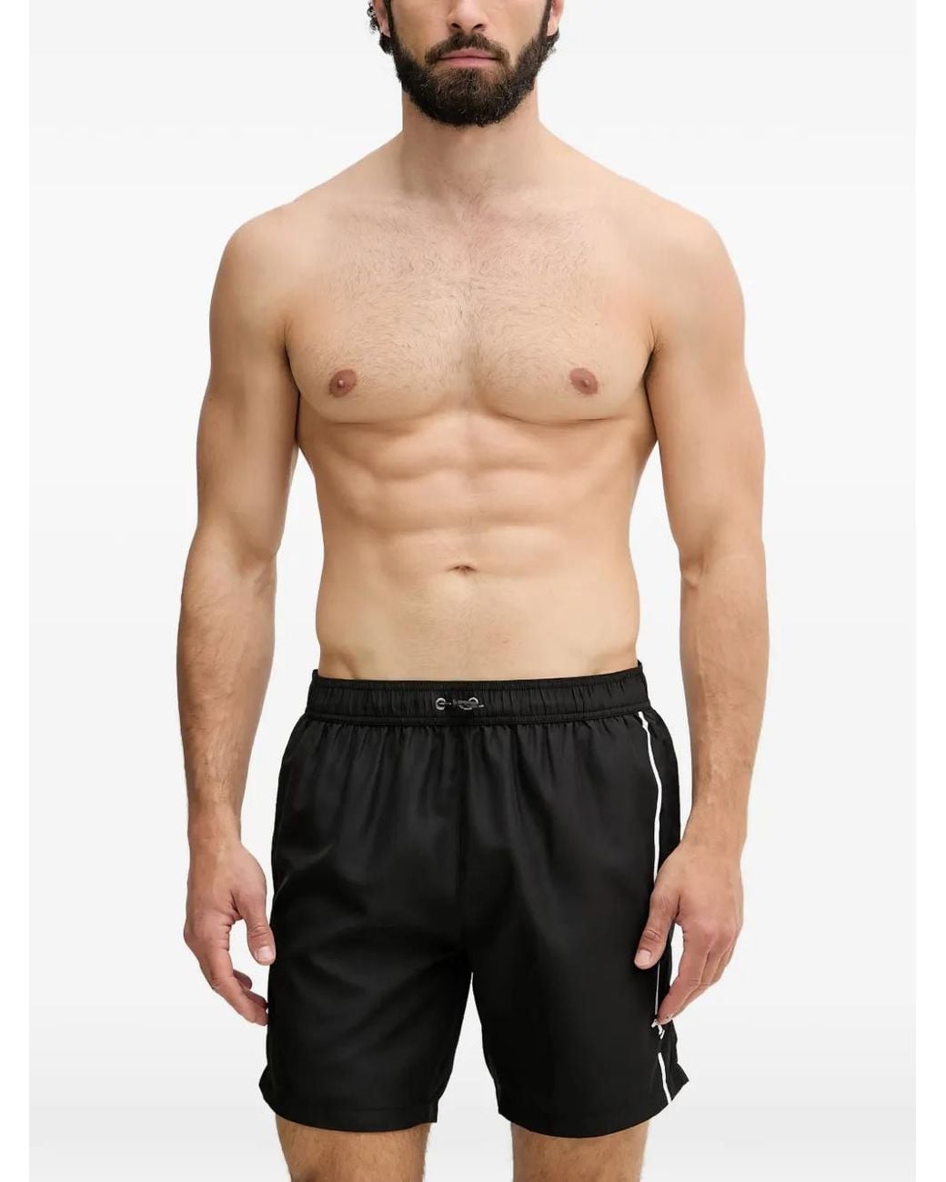 Trussardi Black Logo-Print Drawstring Swim Shorts for men