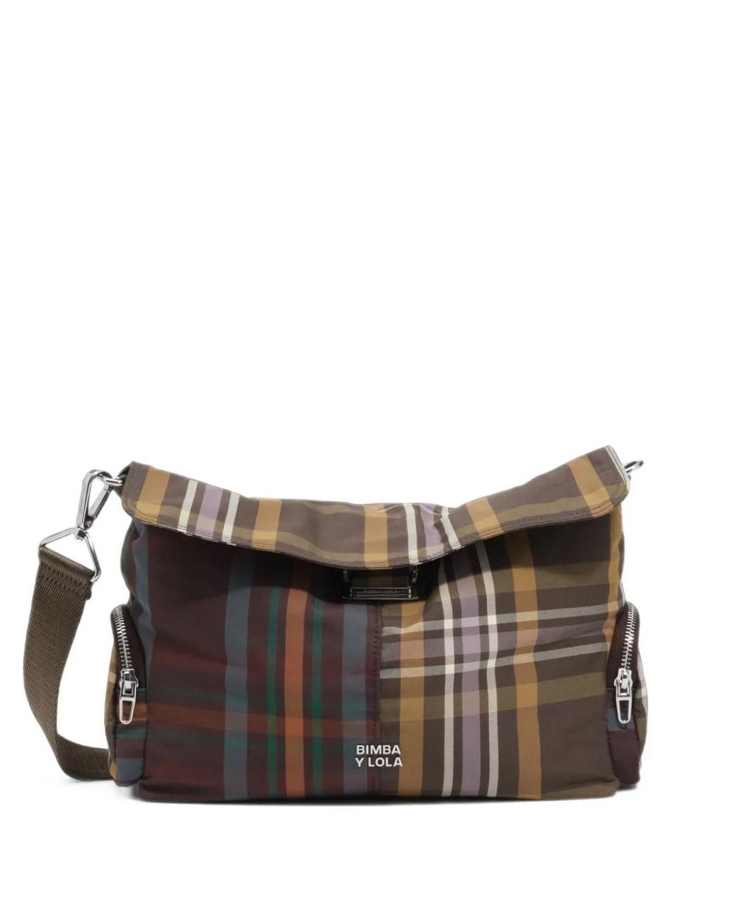 Bimba Y Lola Black Grand Sac À Main À Motif Tartan Chocolat Et Vert