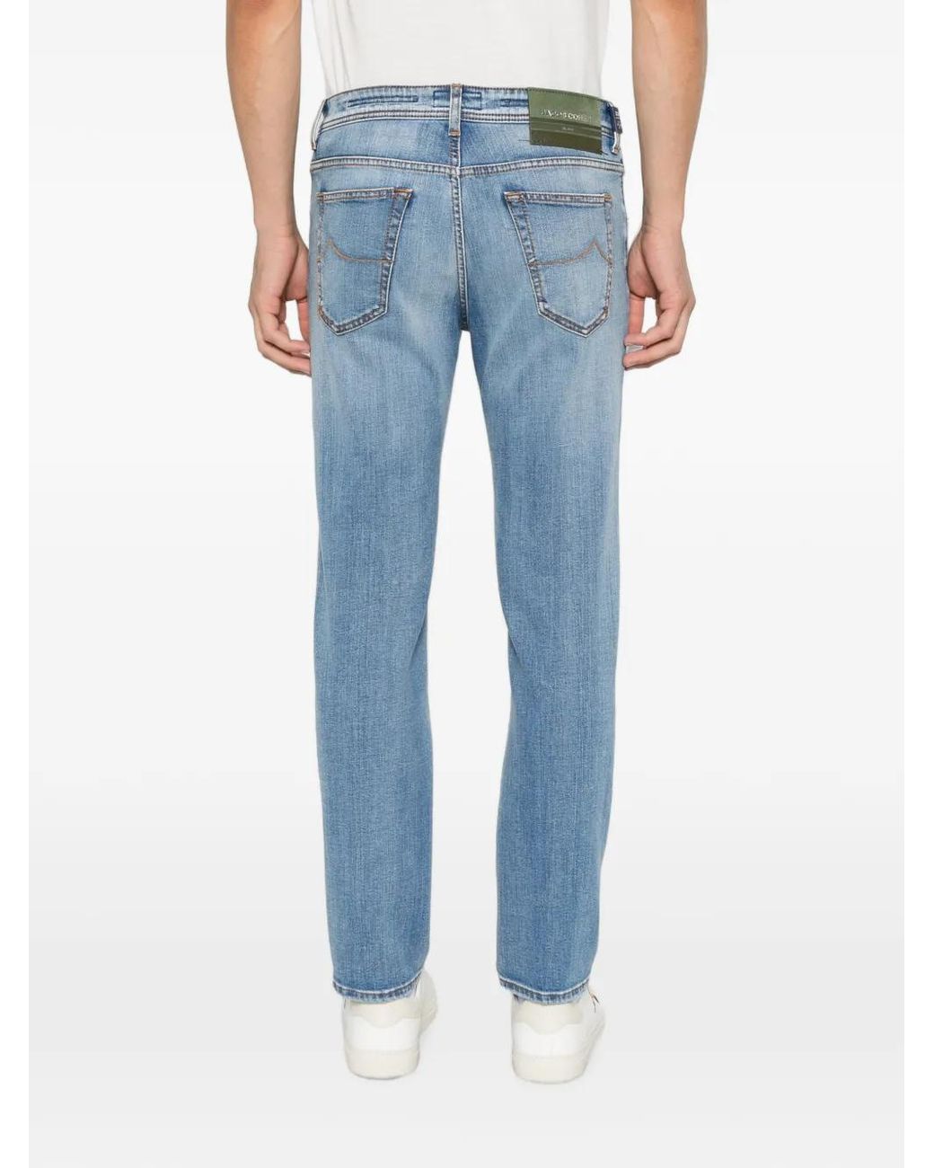 Jacob Cohen Blue Logo-Patch Straight-Leg Jeans for men
