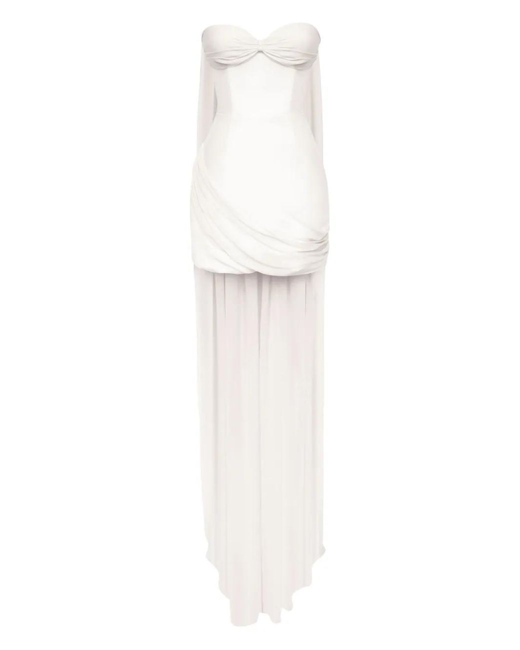 POST MERIDIEM White Corset Draped Mini Dress