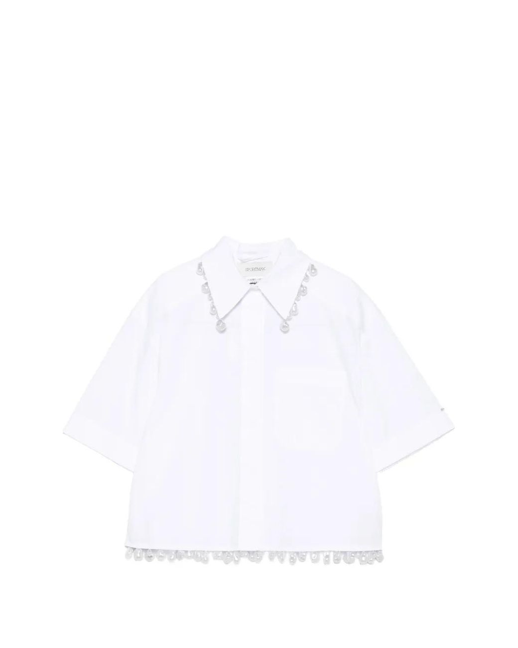 Sportmax White Cotton Cropped Shirt