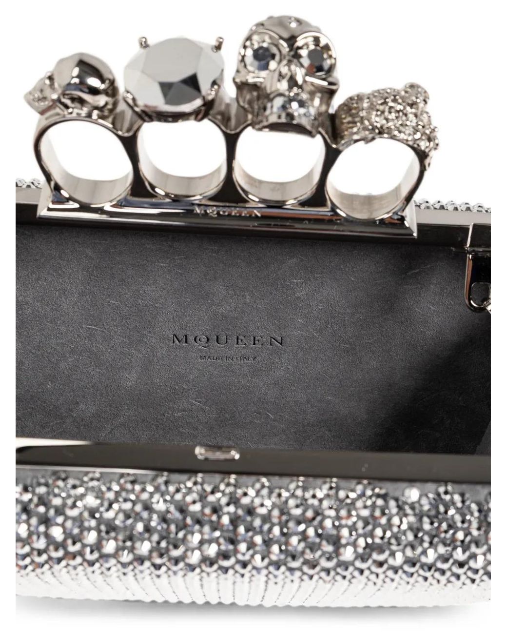 McQueen Gray Knuckle Clutch Clutch Bag