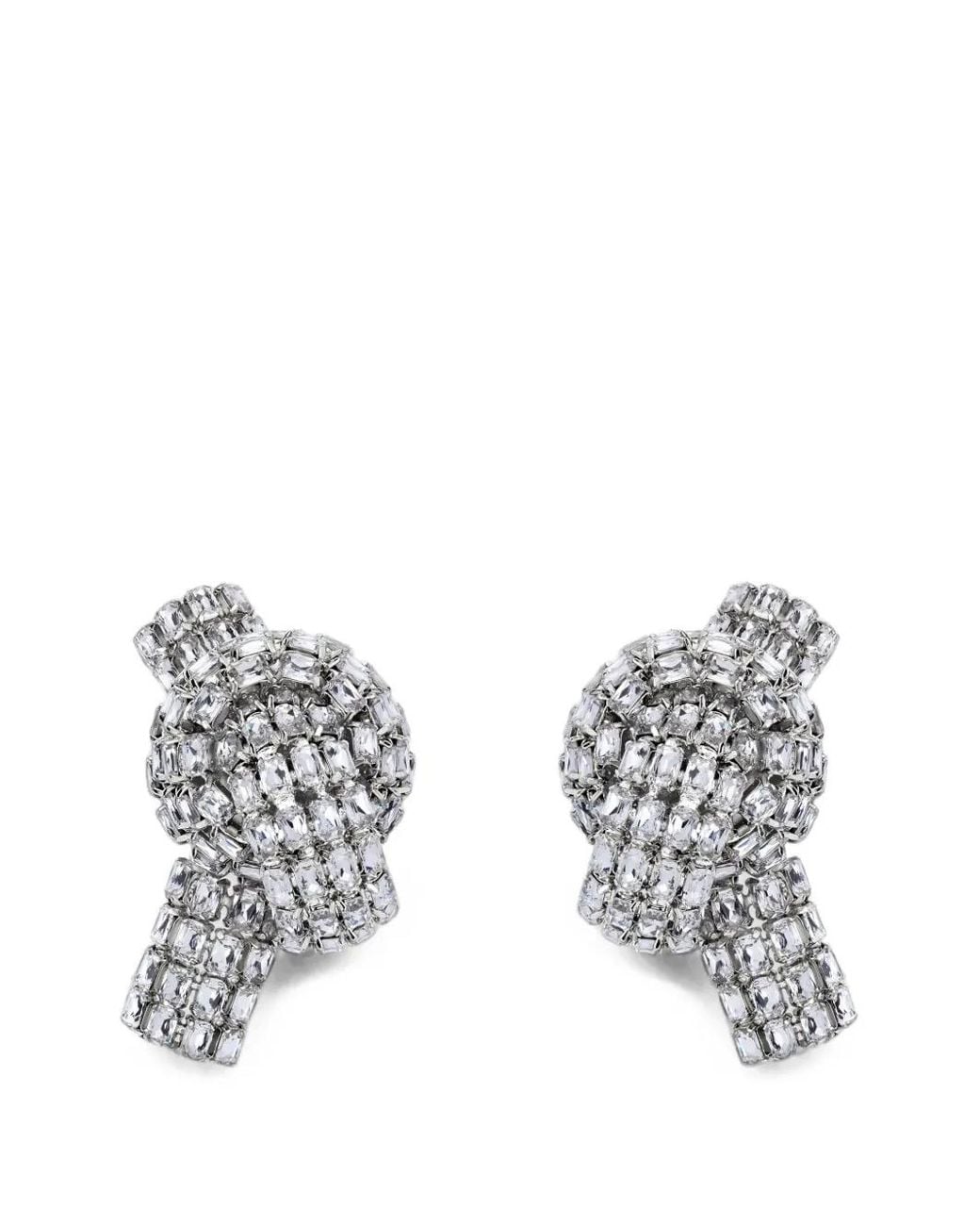 Area White Boucles D'Oreilles À Nœud Serties Pavé De Cristaux