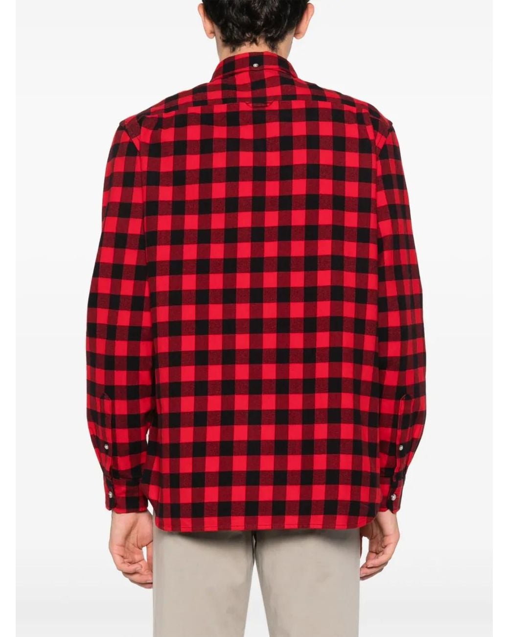 Woolrich Red Traditional Plaid-Check Flannel Shirt for men
