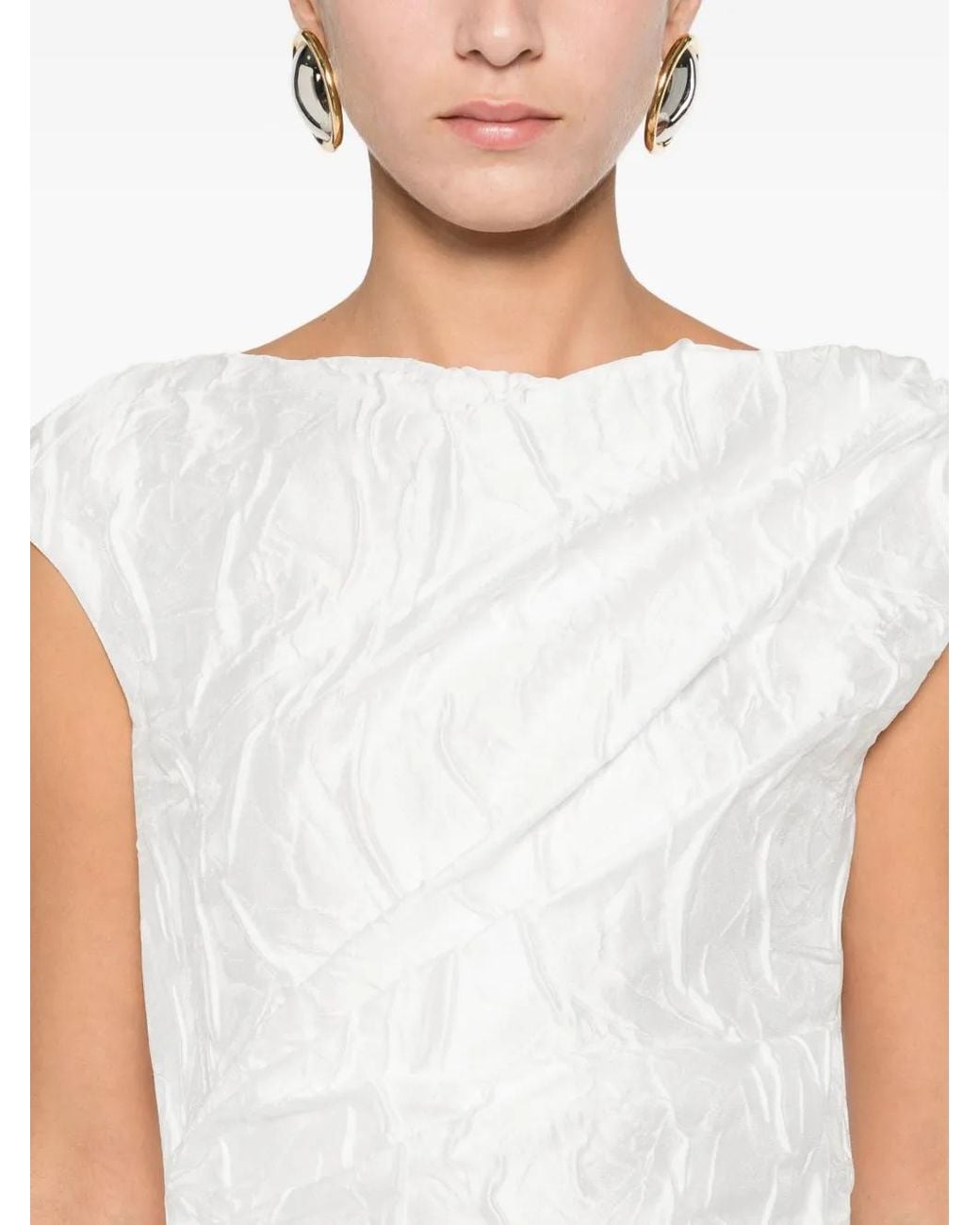Talbot Runhof White Tiered Midi Dress