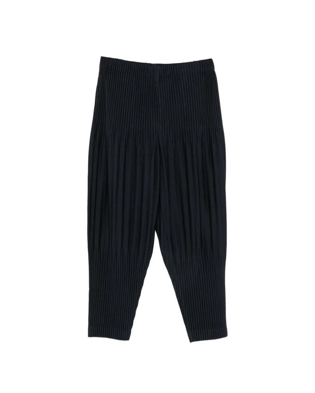 Homme Plissé Issey Miyake Black Pleated Tapered Trousers for men