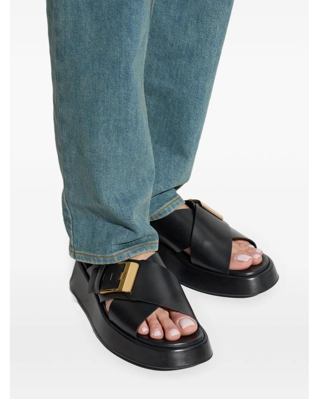 Tod's Black Leather Slides With Logo