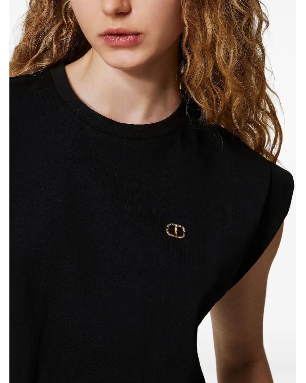 Twinset Black Cropped T-Shirt