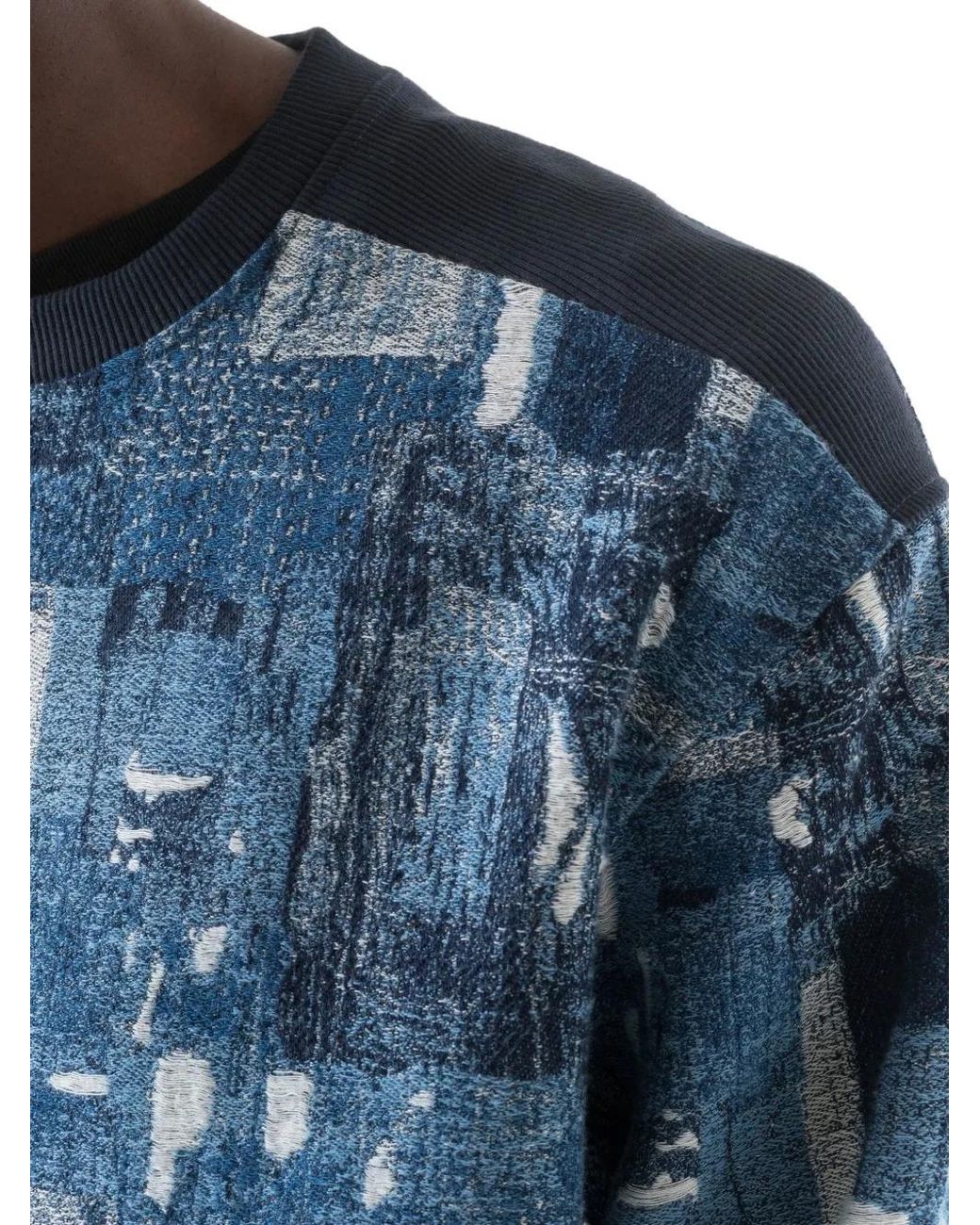 Maharishi Blue Mahaboro Patchwork-Effect Long-Sleeve Sweatshirt for men