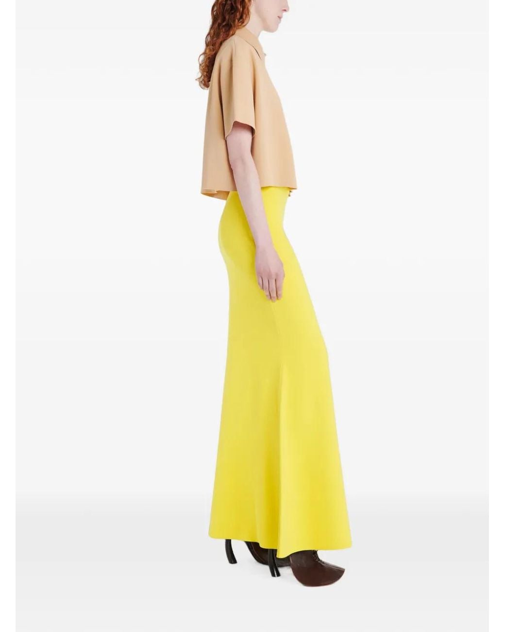 A.W.A.K.E. MODE Natural Rugby Asymmetric-Collar Short-Sleeve Top