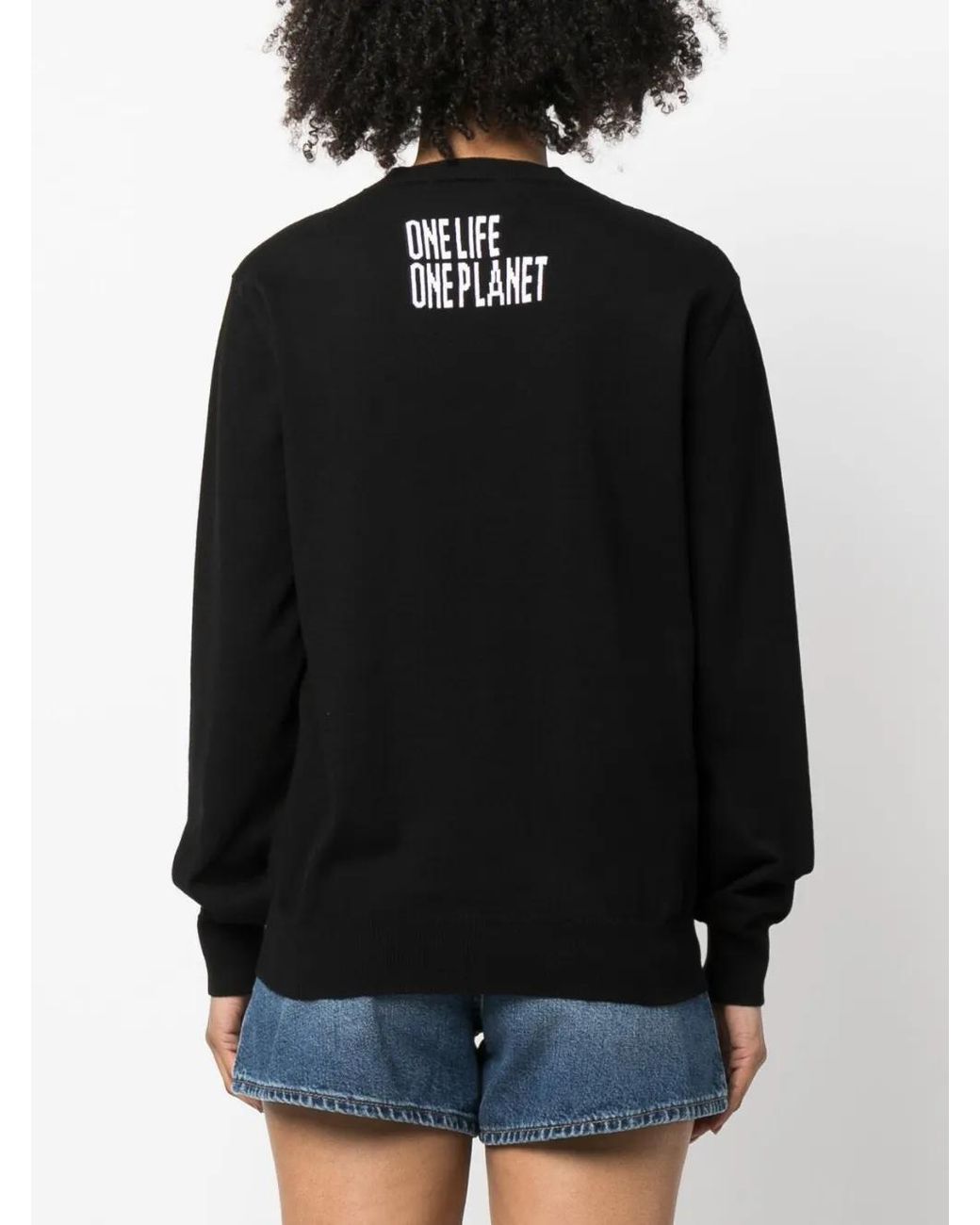 DSquared² Black Intarsia-Knit Organic Cotton Jumper
