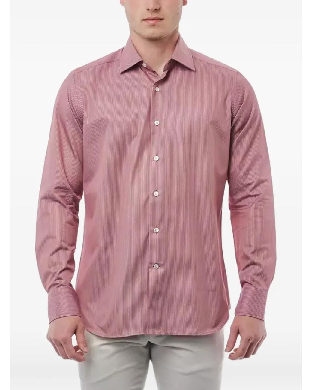 Bagutta Pink Chemise En Coton À Rayures for men