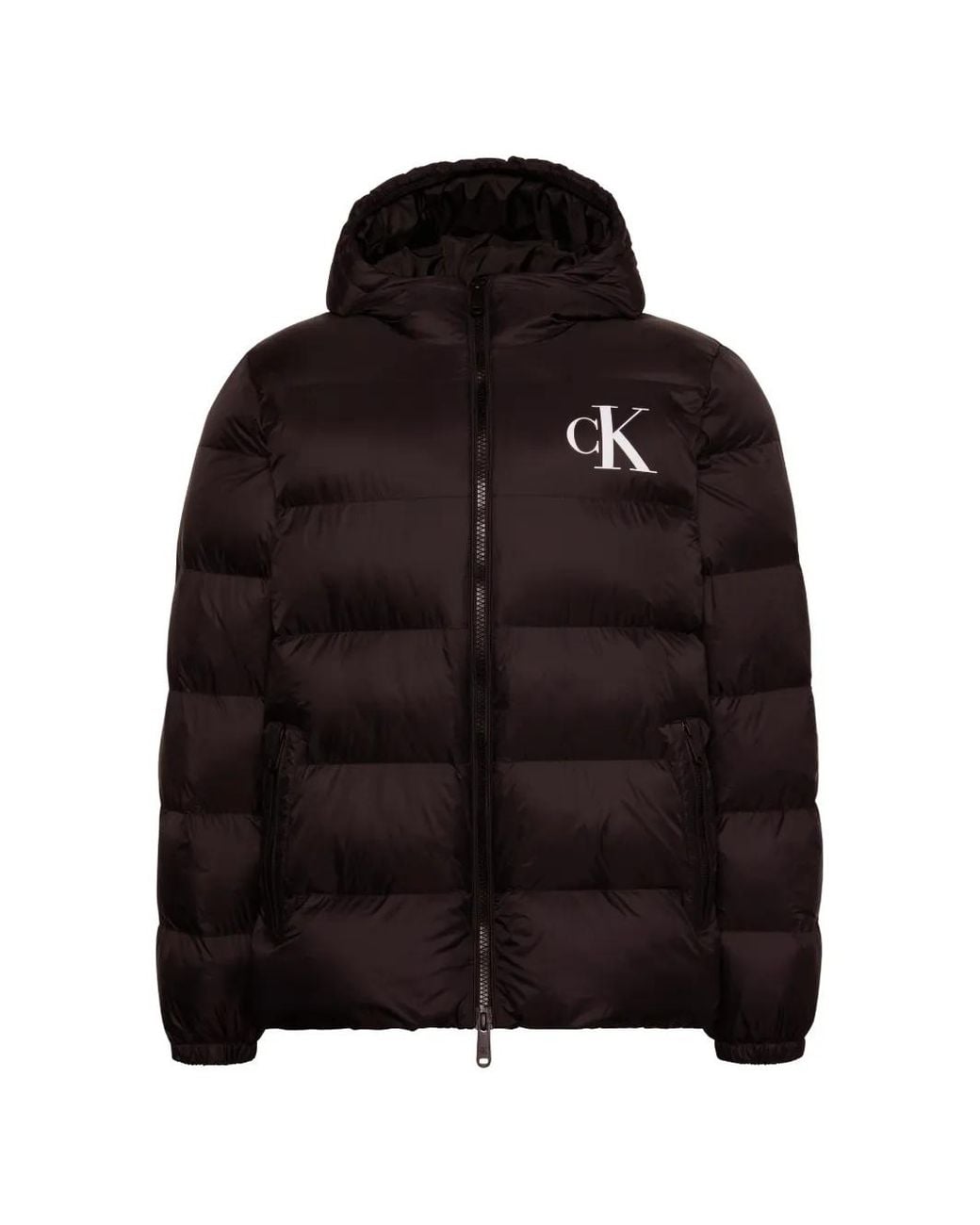 Calvin Klein Black Logo-Print Puffer Jacket for men
