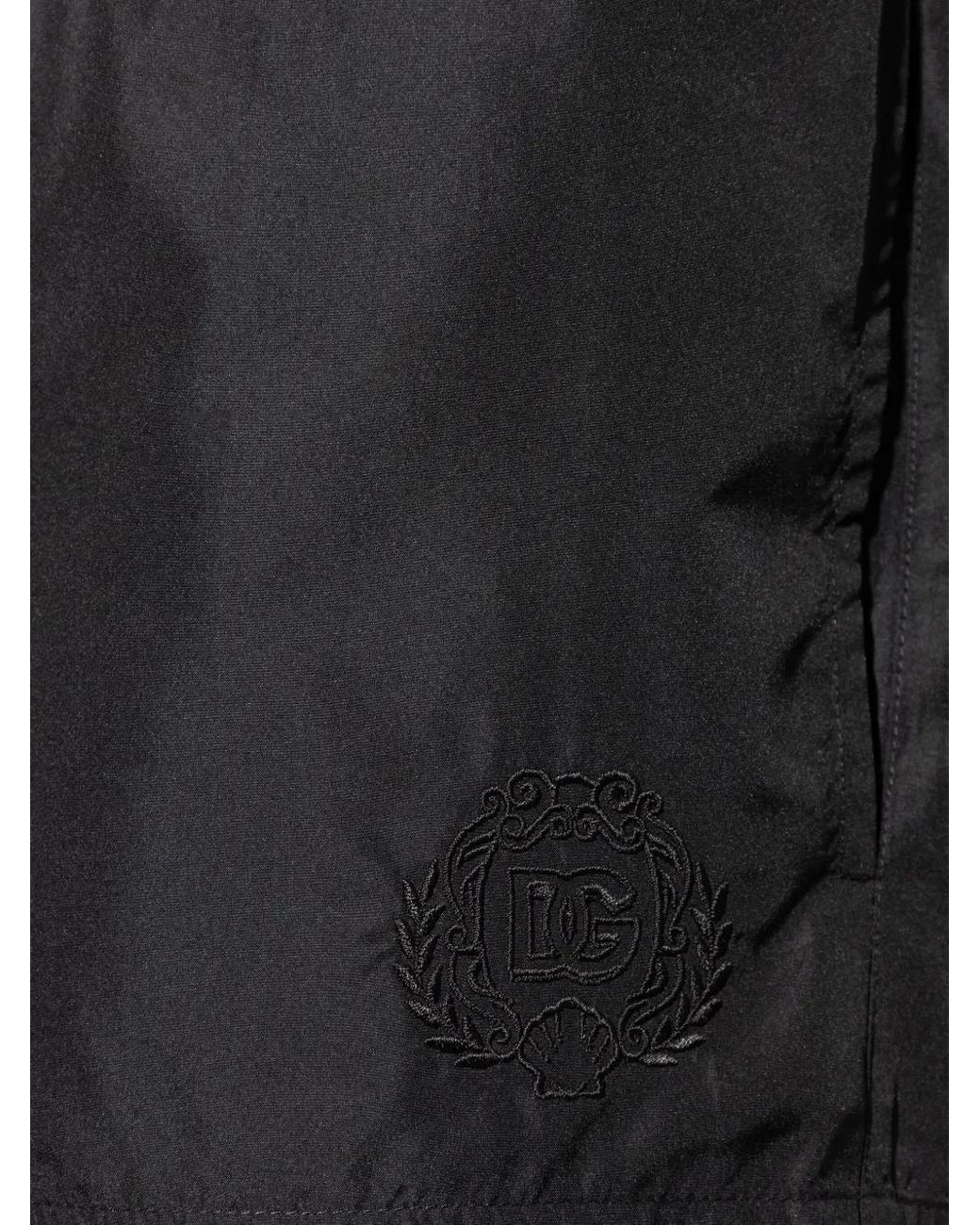 Dolce & Gabbana Black Logo-Embroidered Drawstring Swim Shorts for men