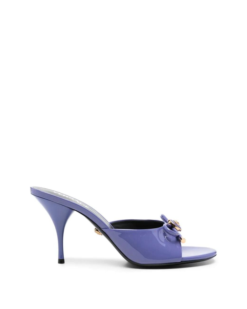 Versace Blue Opera Bow Patent Mules 85 Mm