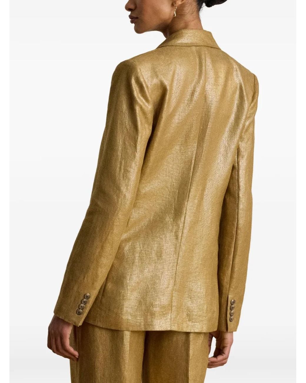 Ralph Lauren Metallic Foiled Double-Breasted Blazer
