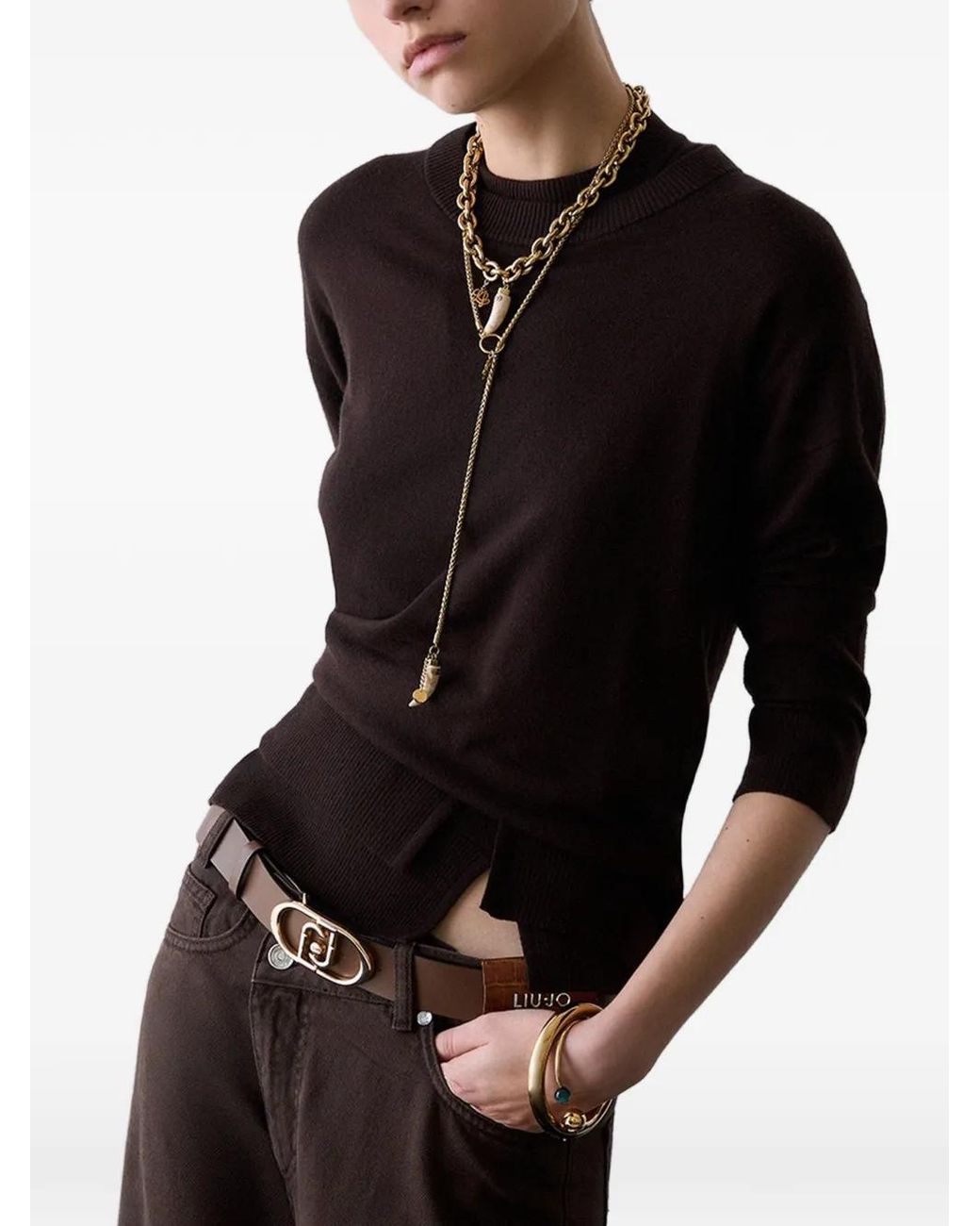 Liu Jo Black Wool Blend Sweater