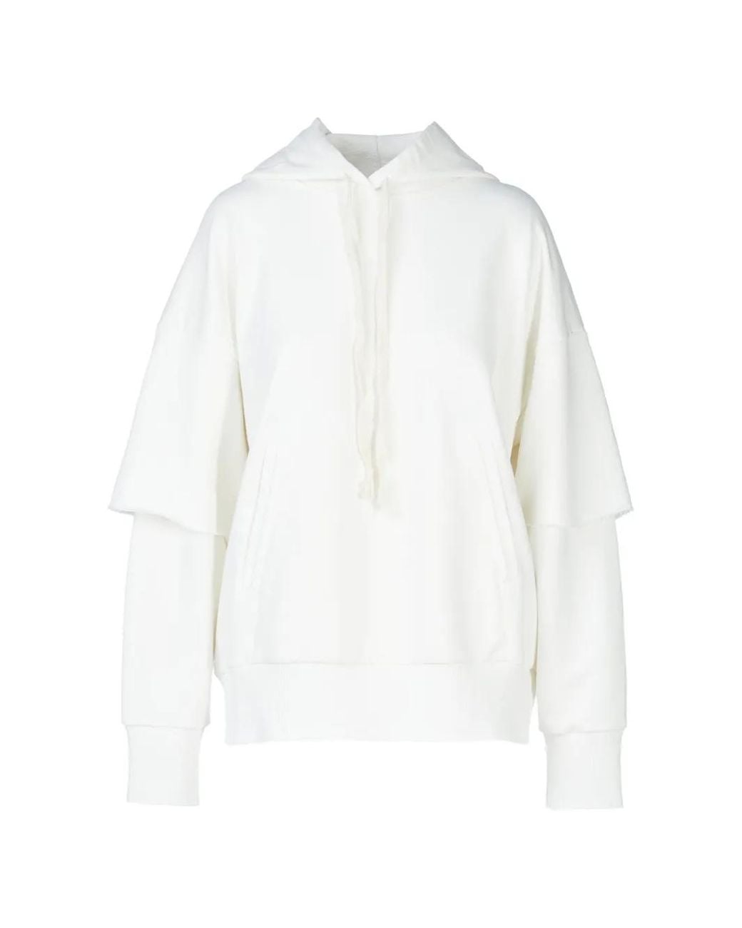 Tessitura Body Couture White Double-Layered-Sleeves Oversized Hoodie