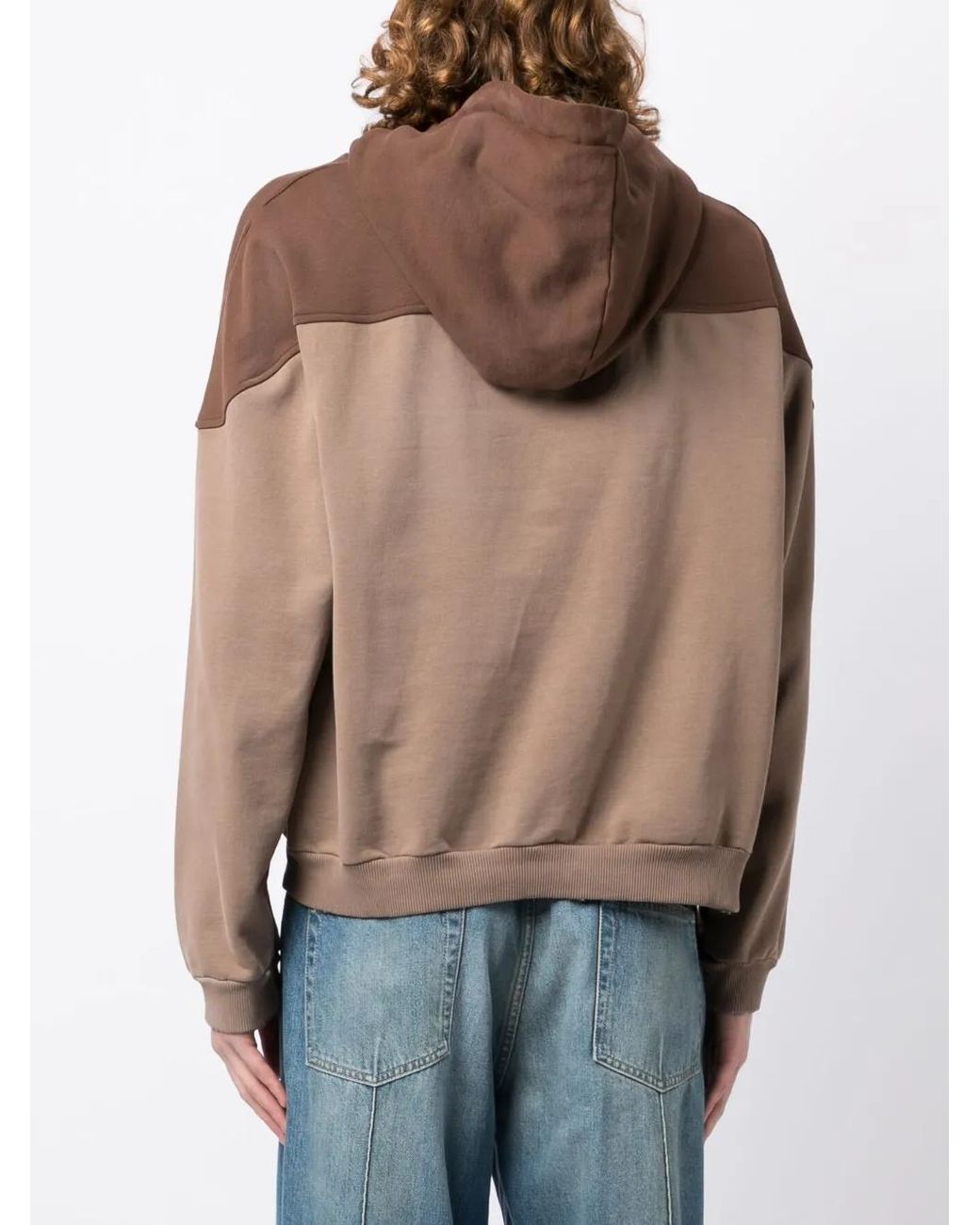 Guess Brown Embroidered-Logo Cotton Hoodie