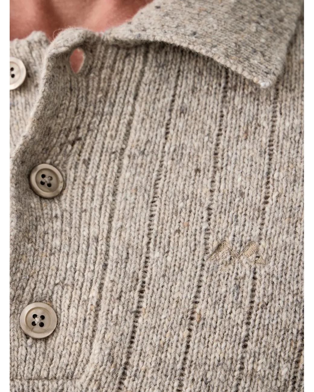 Lindbergh Gray Ribbed-Knit Polo Sweater for men