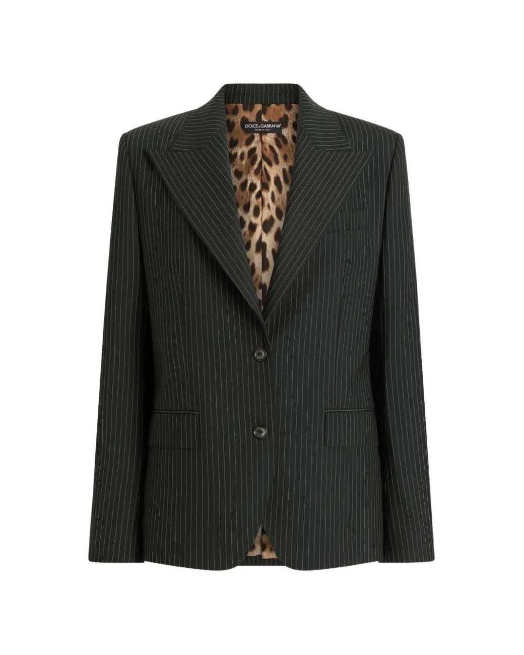 Dolce & Gabbana Black Veste Linda À Simple Boutonnage En Laine À Fines Rayures