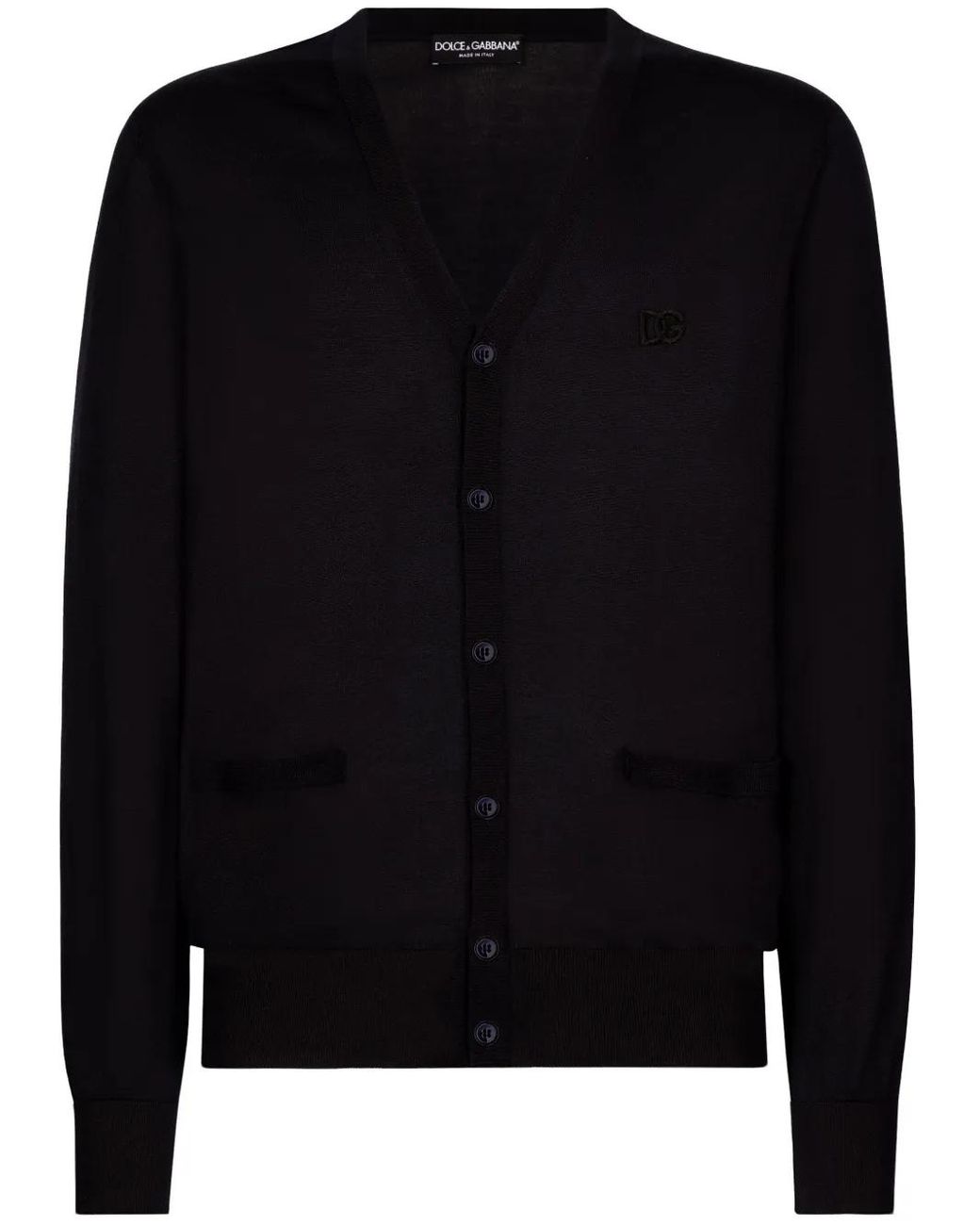 Dolce & Gabbana Black Logo Embroidery Cardigan for men