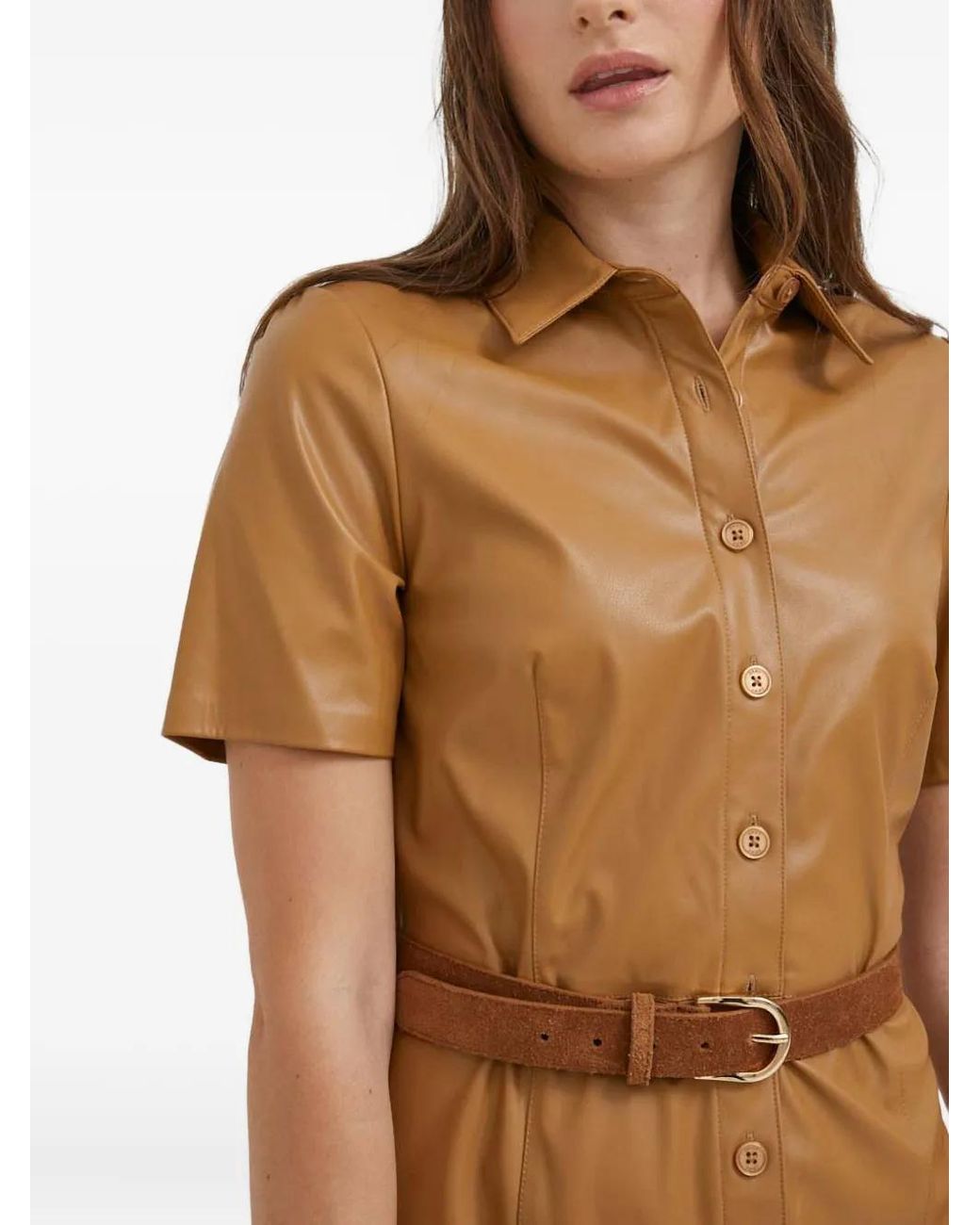 DKNY Brown Short-Sleeved Midi Dress