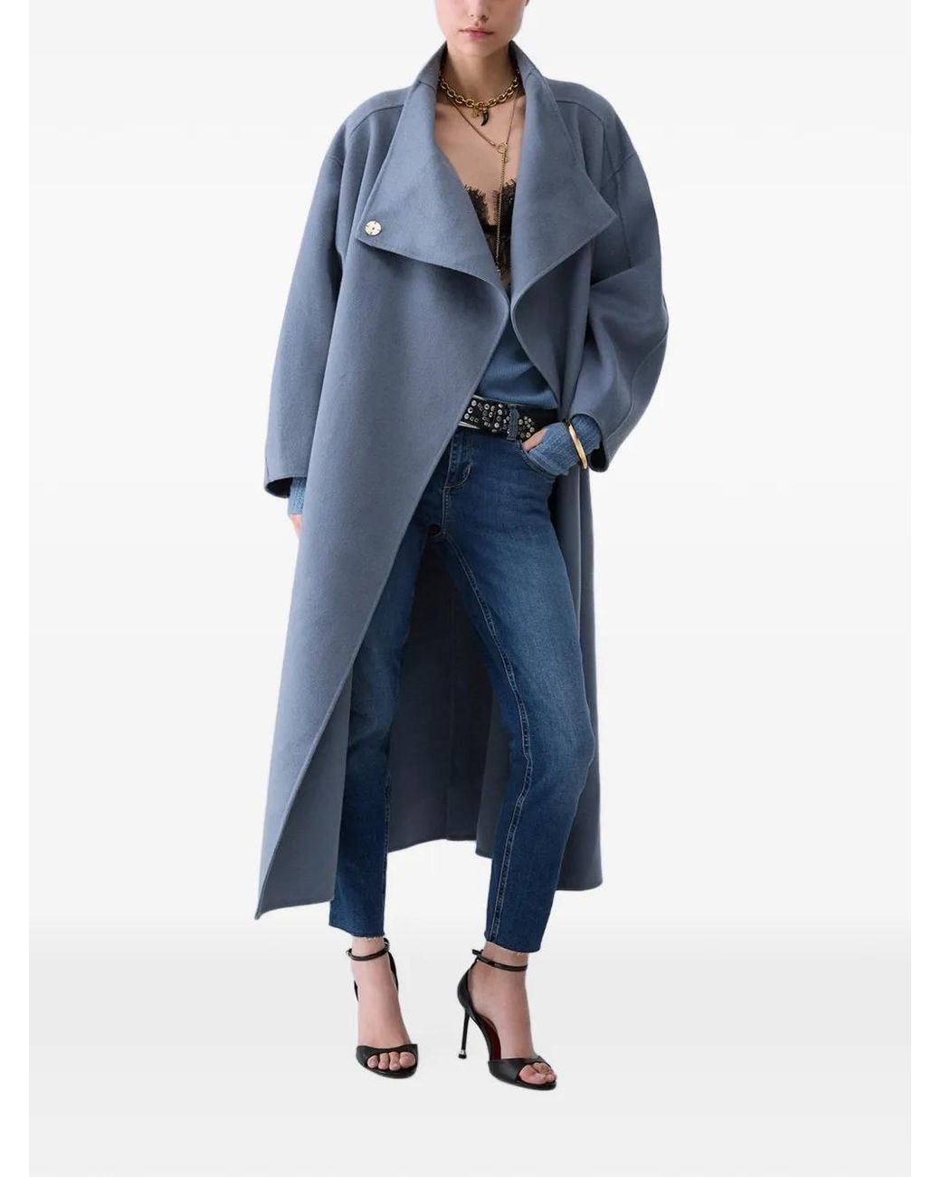 Liu Jo Blue Oversized Wool Coat