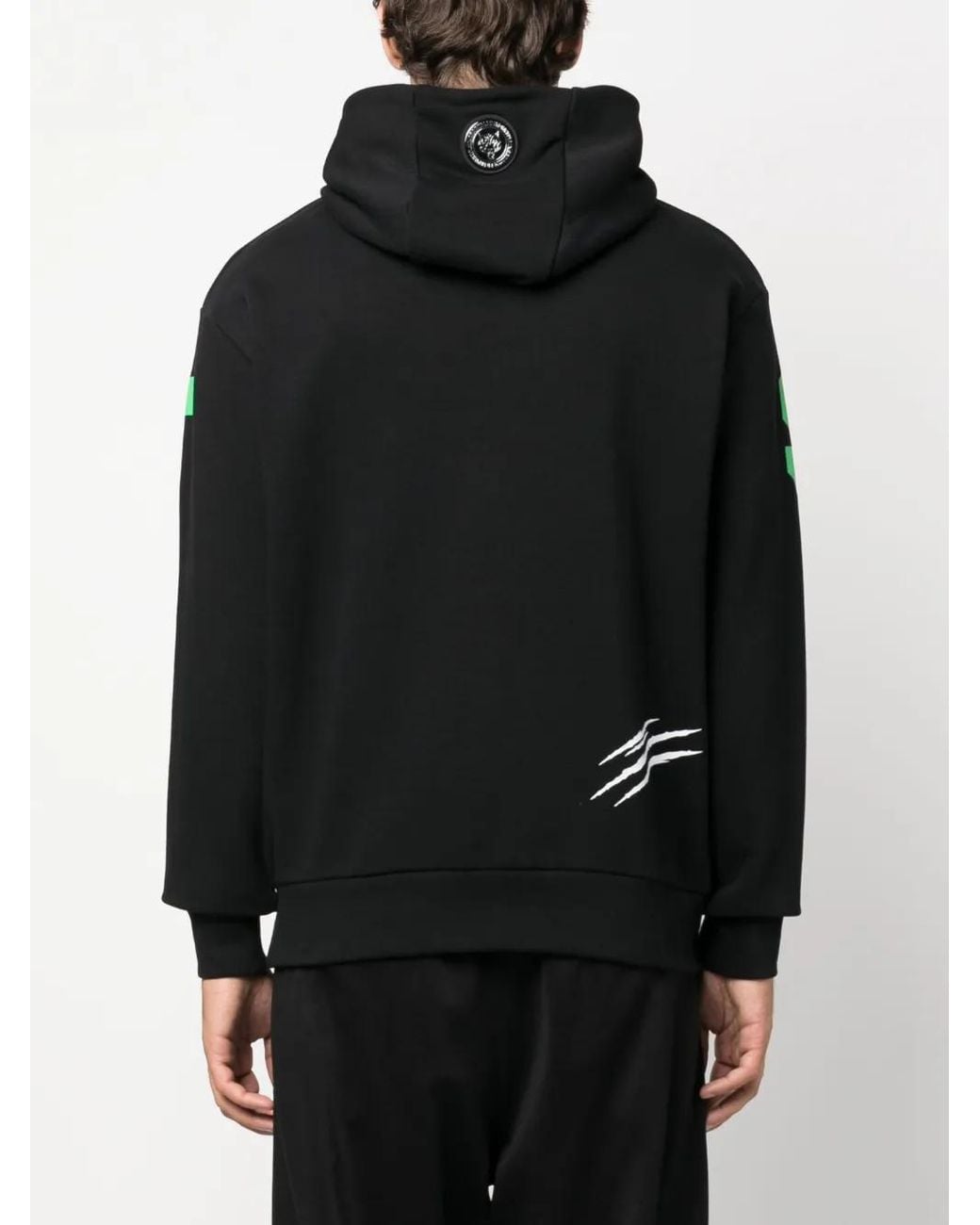 Philipp Plein Black Logo-Print Cotton Hoodie for men