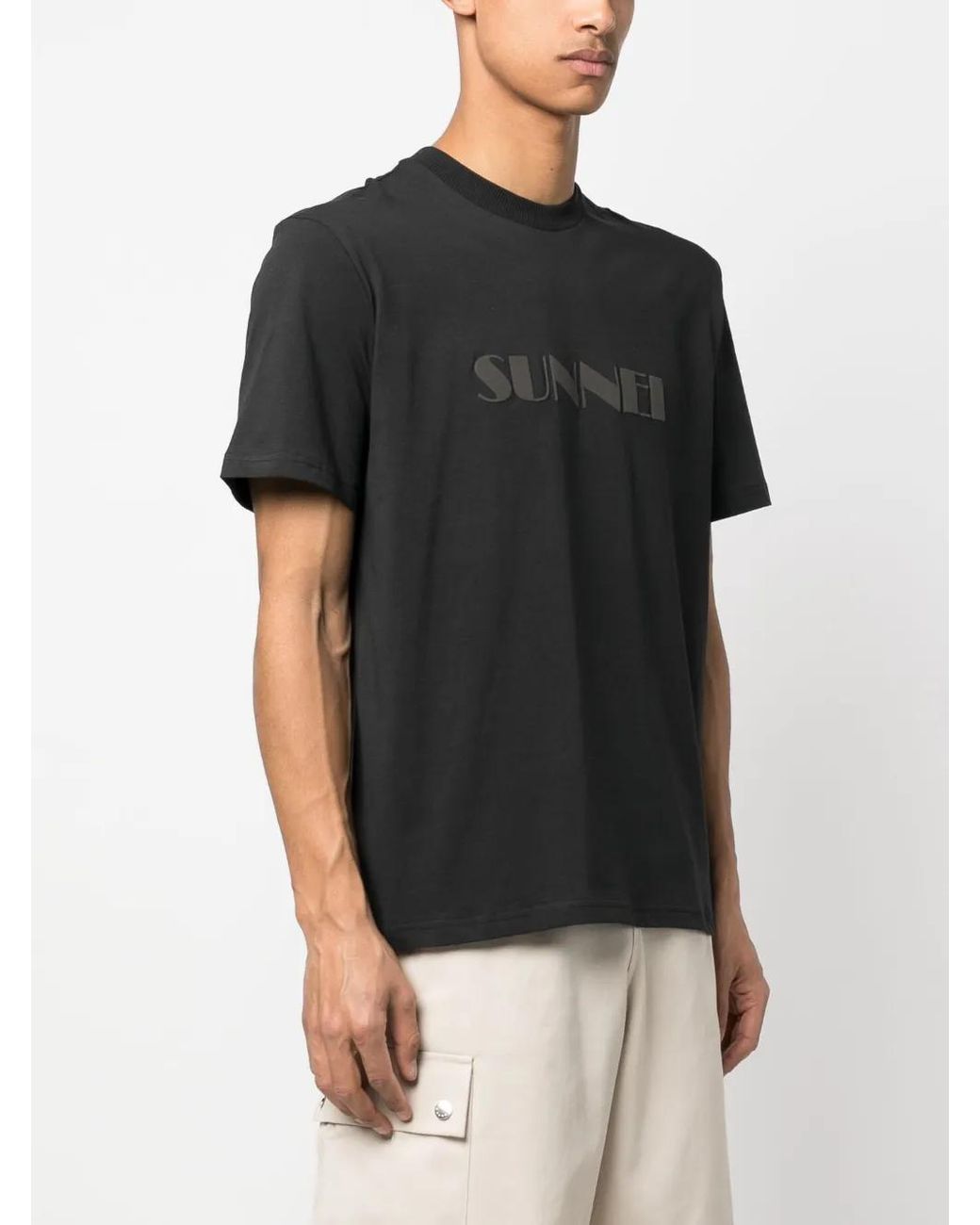 Sunnei Black Logo-Print Cotton T-Shirt