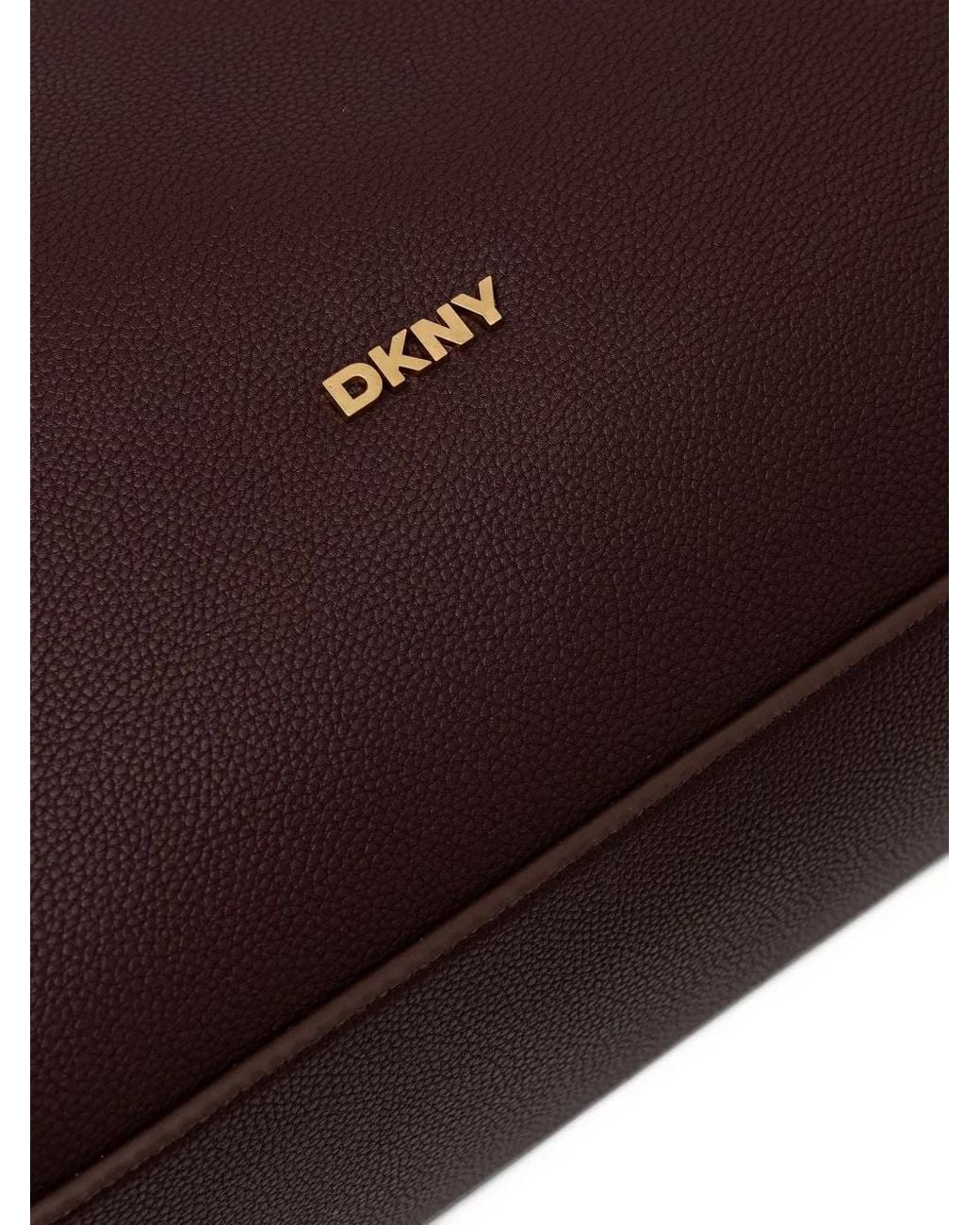 DKNY Purple Pebbled Logo-Plaque Shoulder Bag