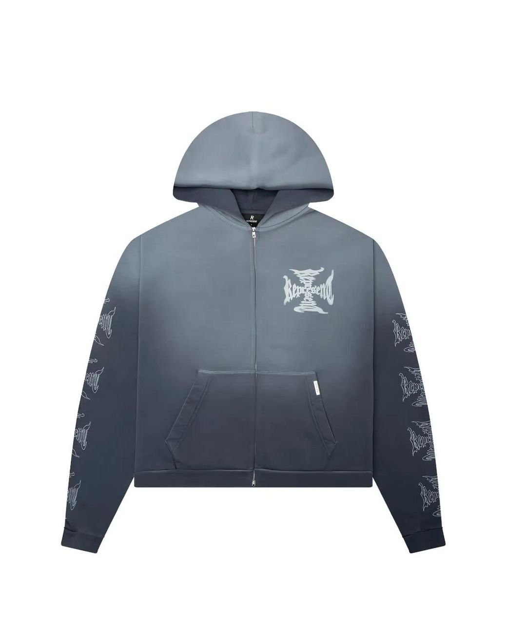 Represent Blue Mh Shrunken Zip Hoodie for men