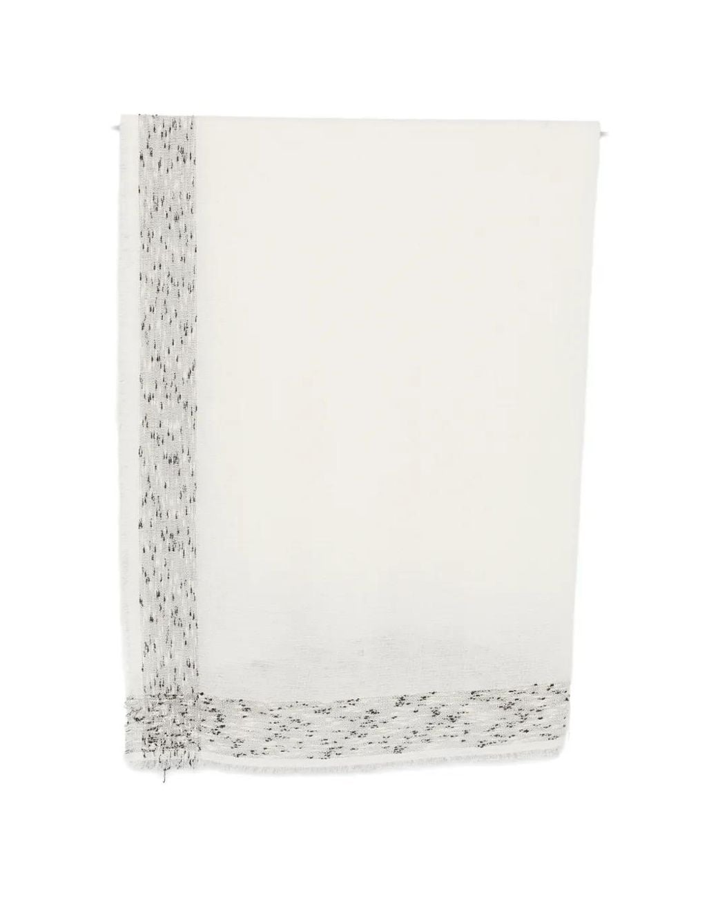Faliero Sarti White Brunetta Fringed Bouclé-Trim Scarf