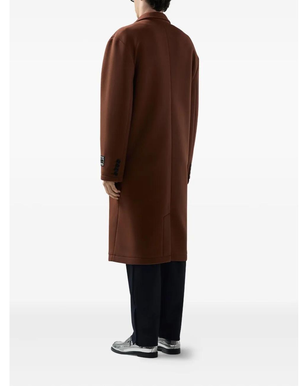 Gcds Brown Logo-Patch Double-Breasted Coat for men