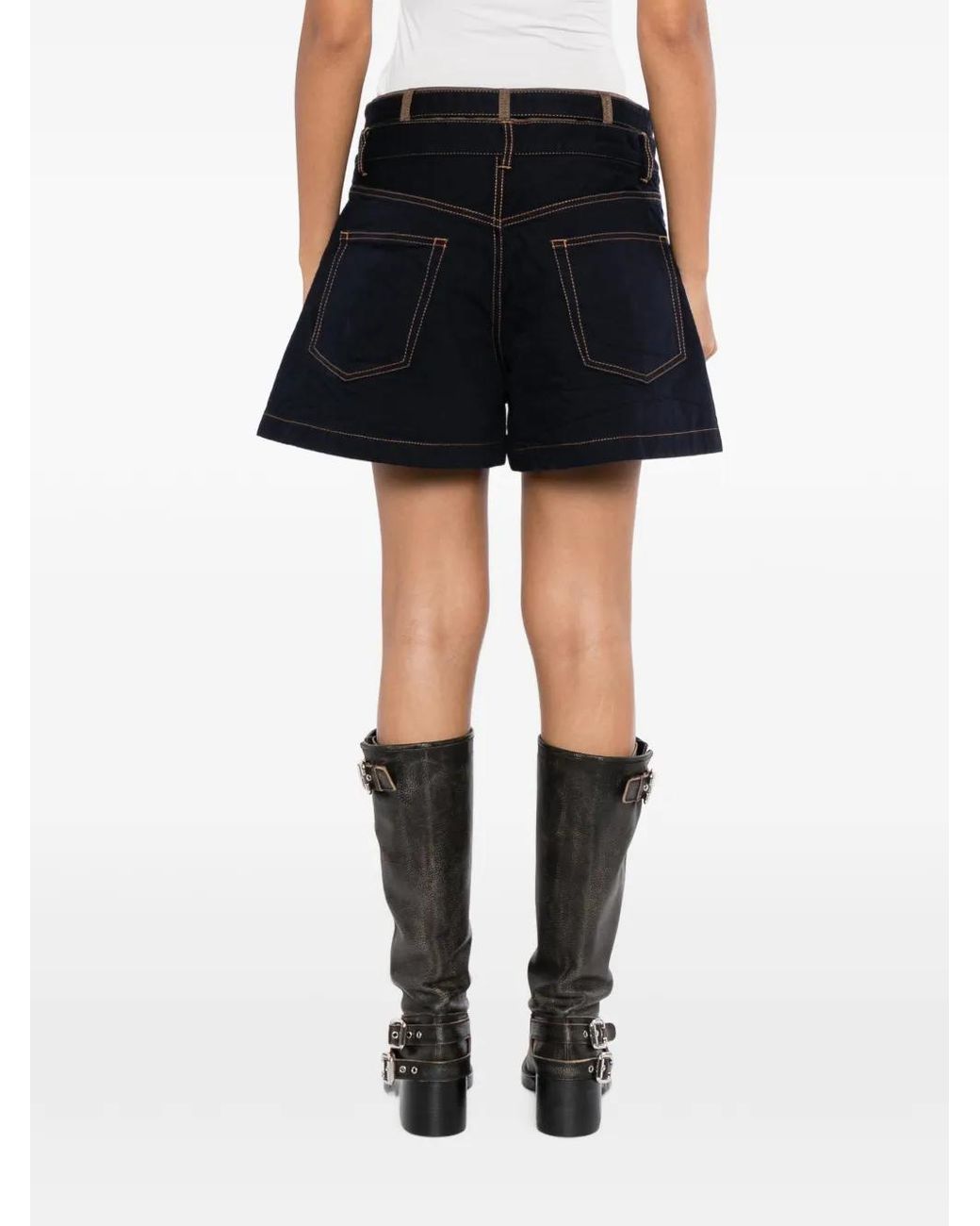 Sacai Black Contrast-Stitch Shorts