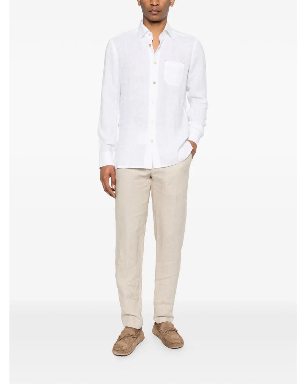 Eleventy White Drawstring Pleated Trousers for men