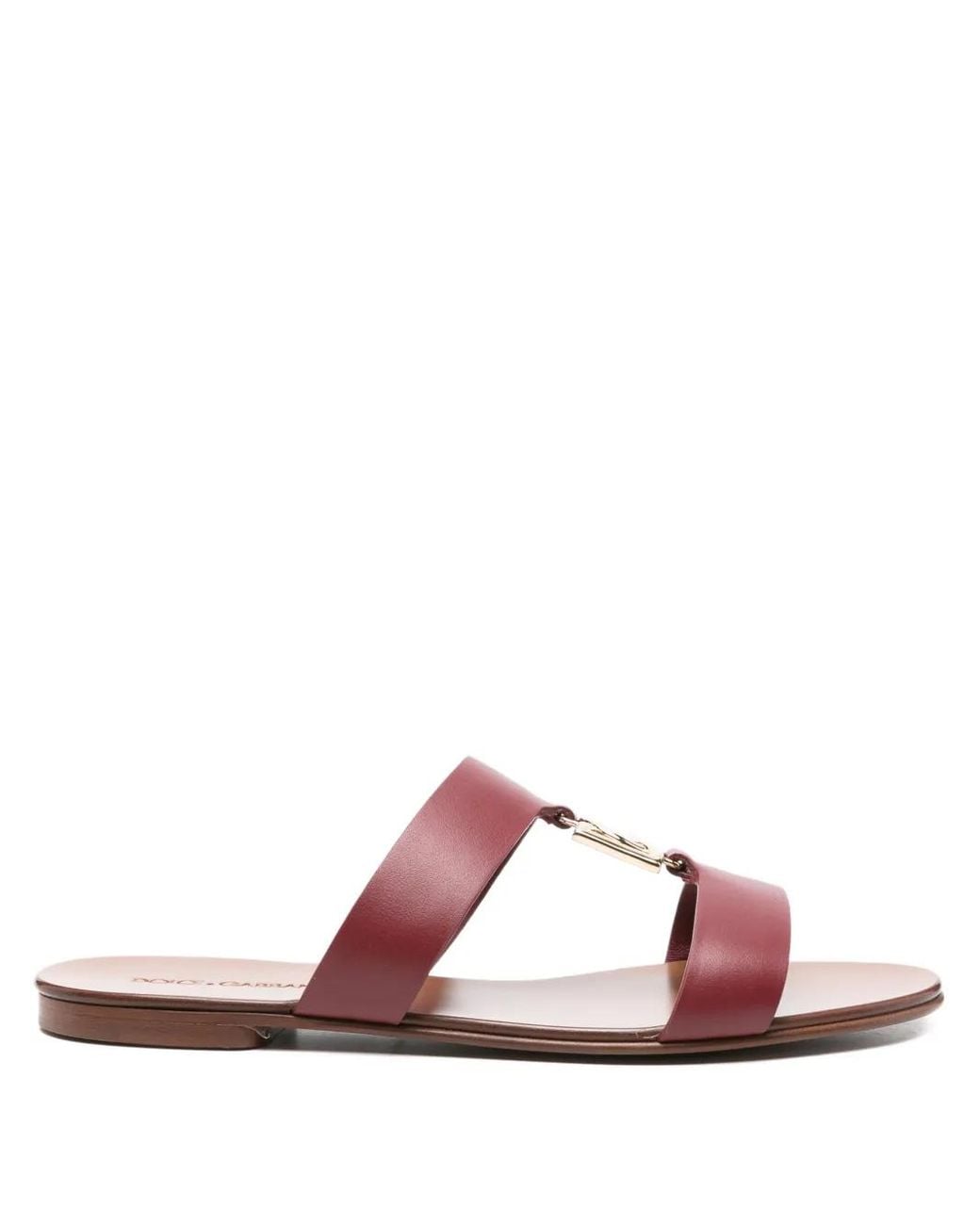 Dolce & Gabbana Pink Leather Logo-Plaque Sandals