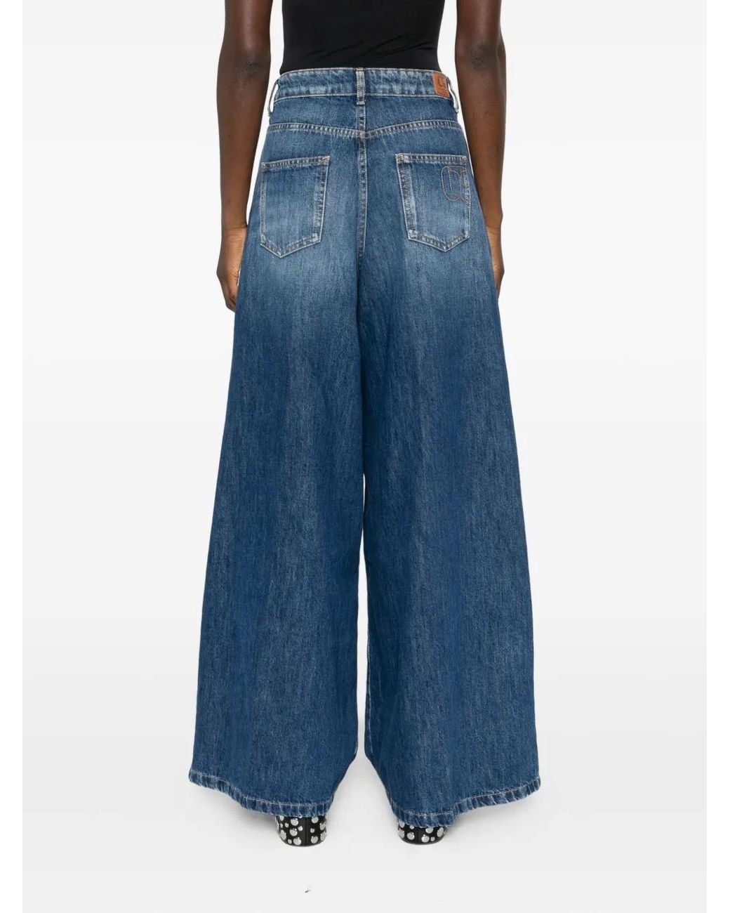 Le Temps Des Cerises Blue Buttoned Wide-Leg Jeans
